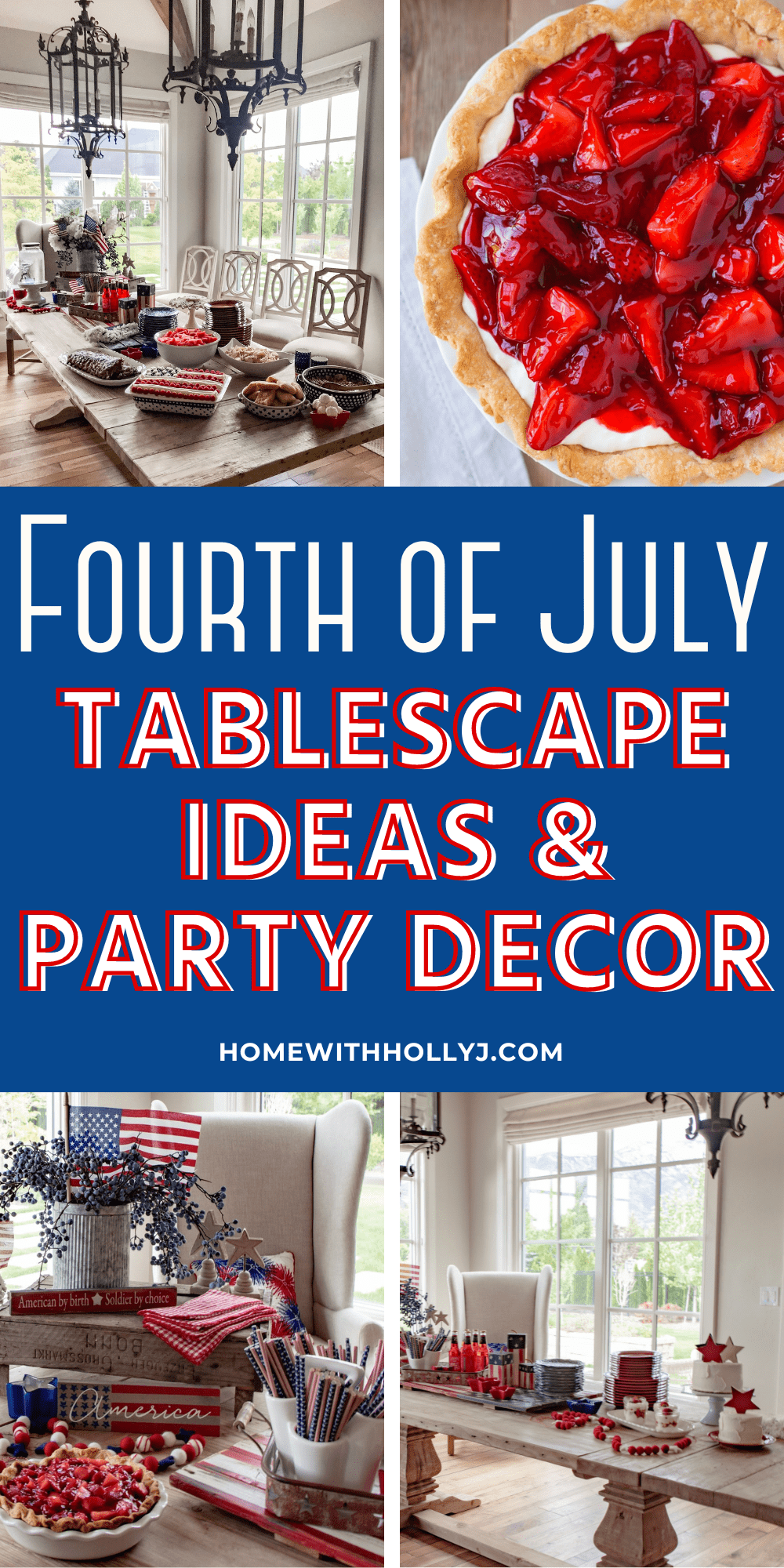 Sharing all my Fourth of July Party Tablescape Ideas here. Get all the sources, recipes and how to make a stars and stripes flag cake.