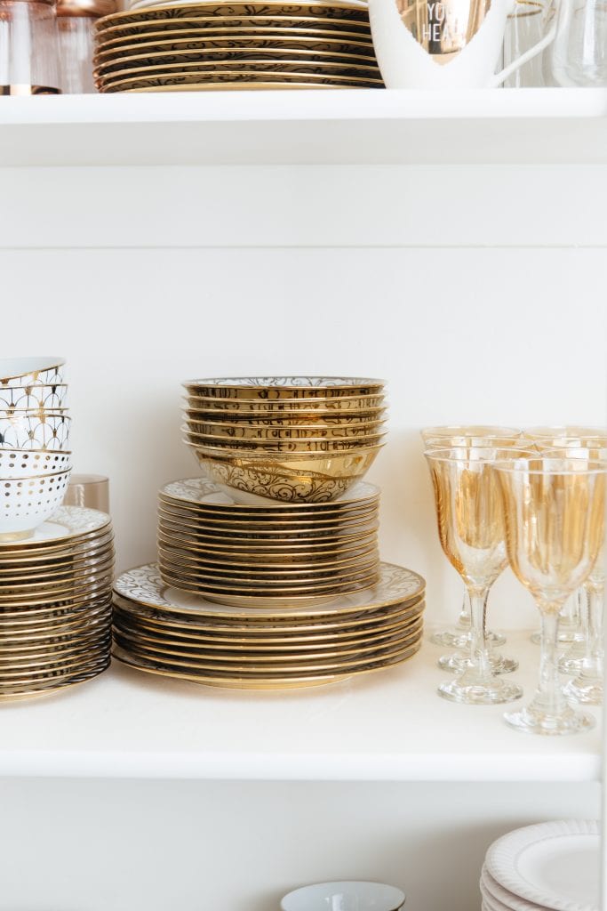 Gold Dish Ware Collection Organized 