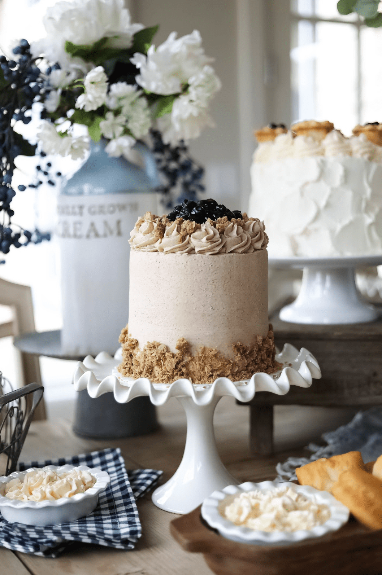 Pioneer Day Pie on cake stand