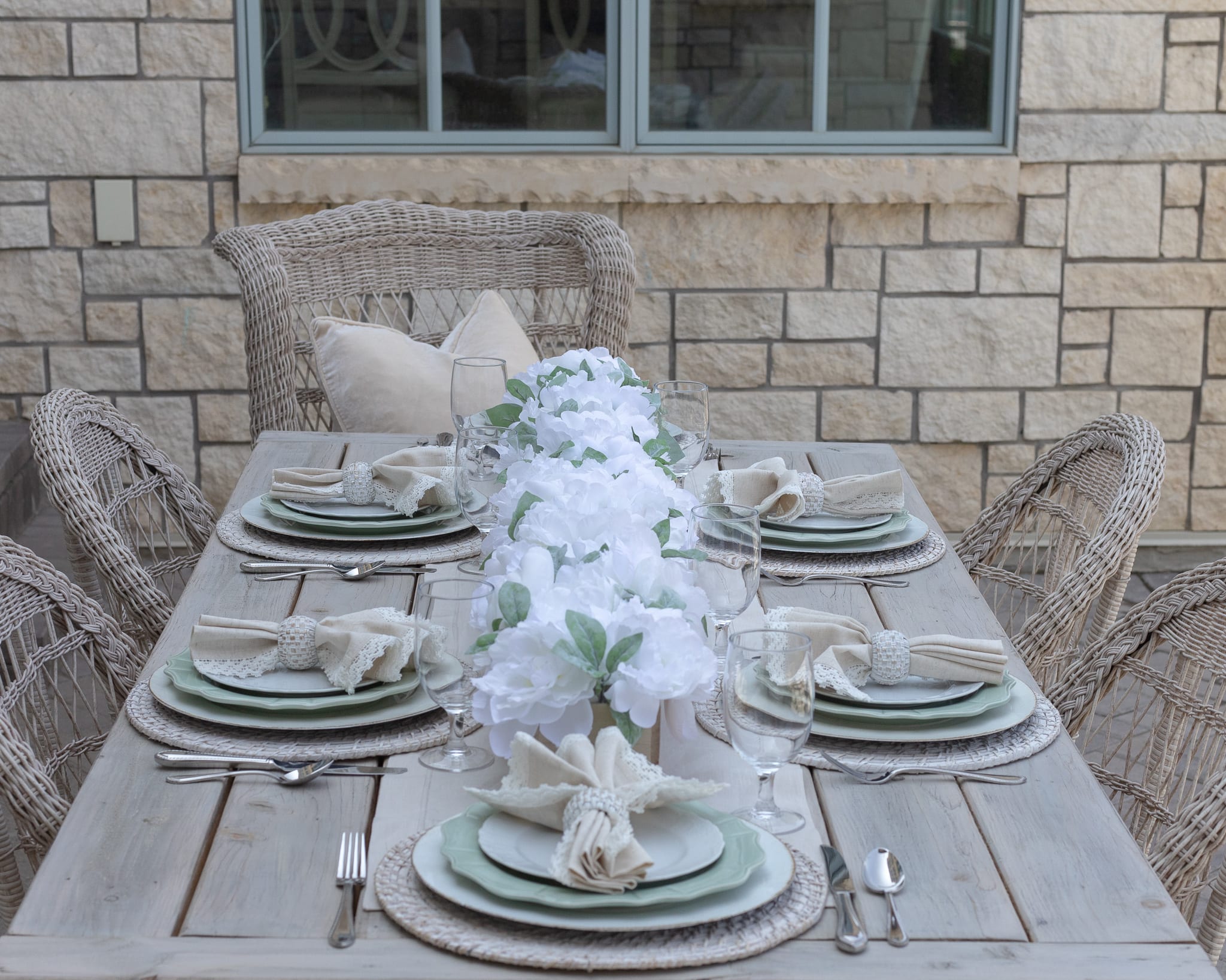 tablescape sage green white