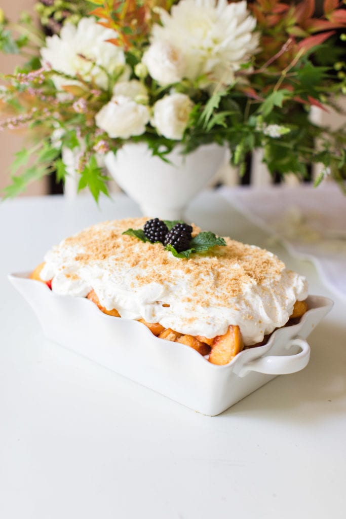 fresh peach dessert whipped cream graham cracker