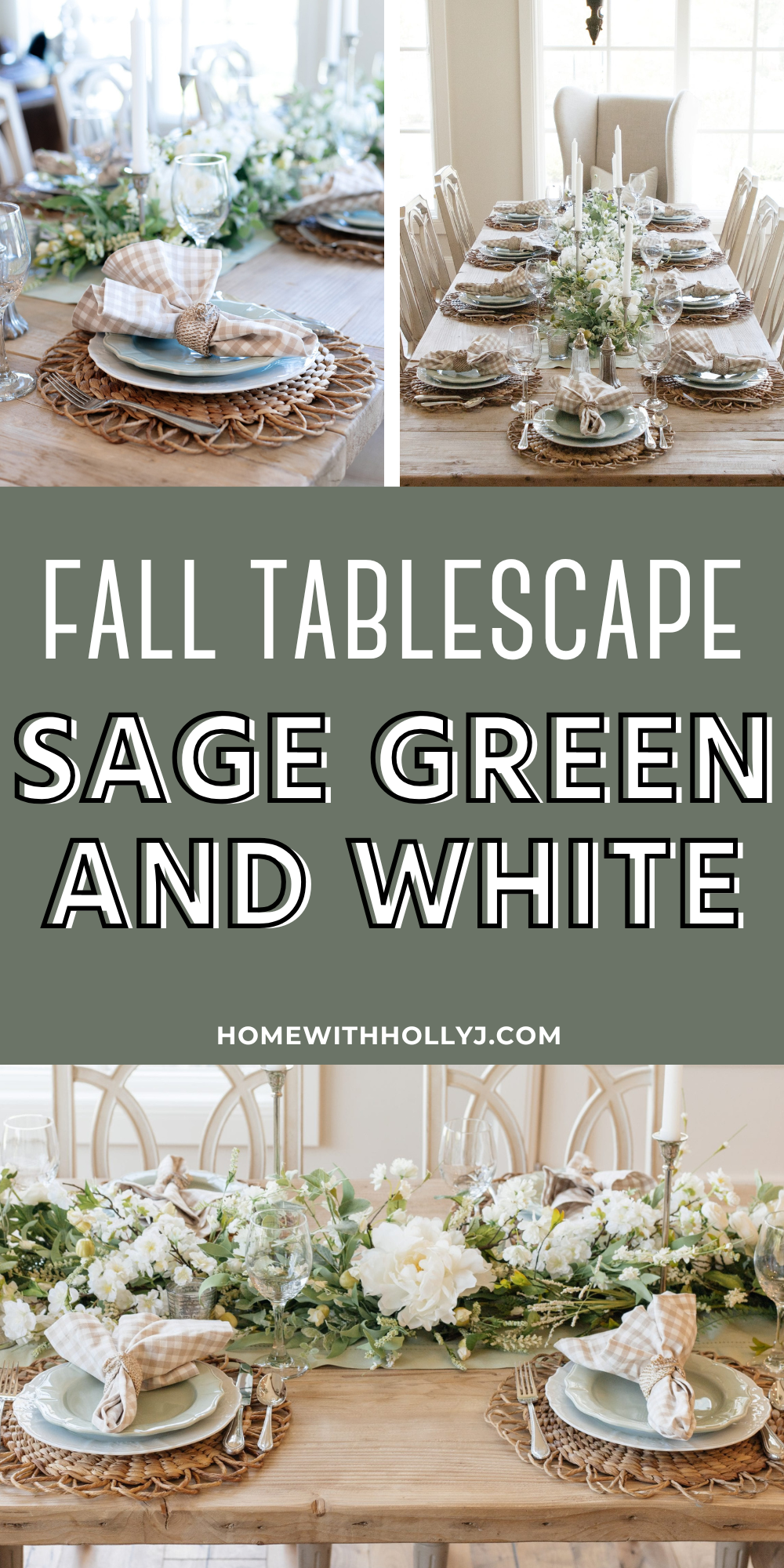 Sage Green and White Fall Transitional Tablescape