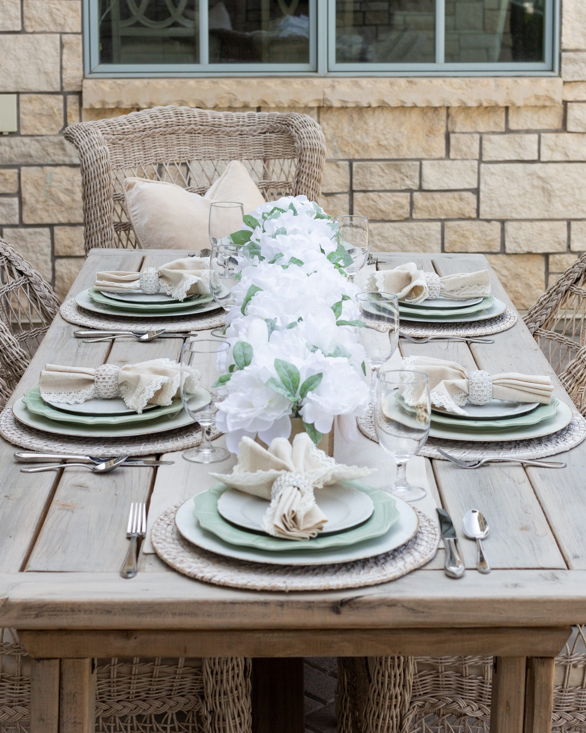 sage green white outdoor fall tablescape