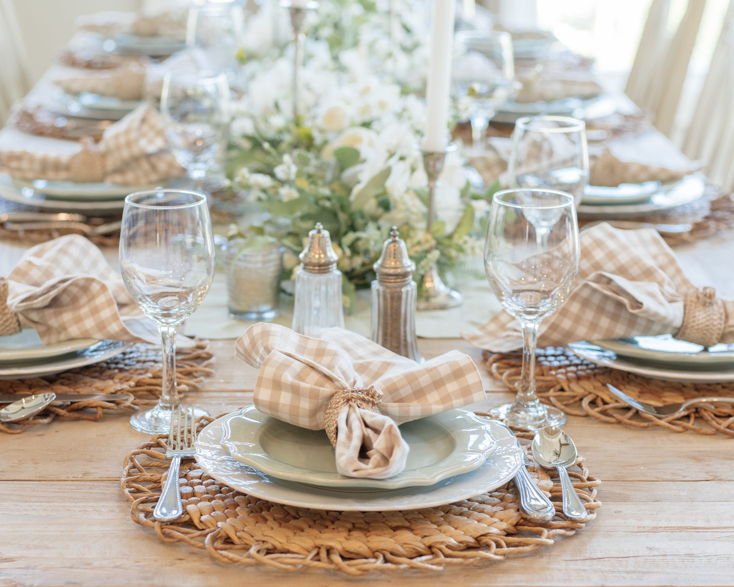 Fall Transitional Tablescape | Sage Green And White Tablescape