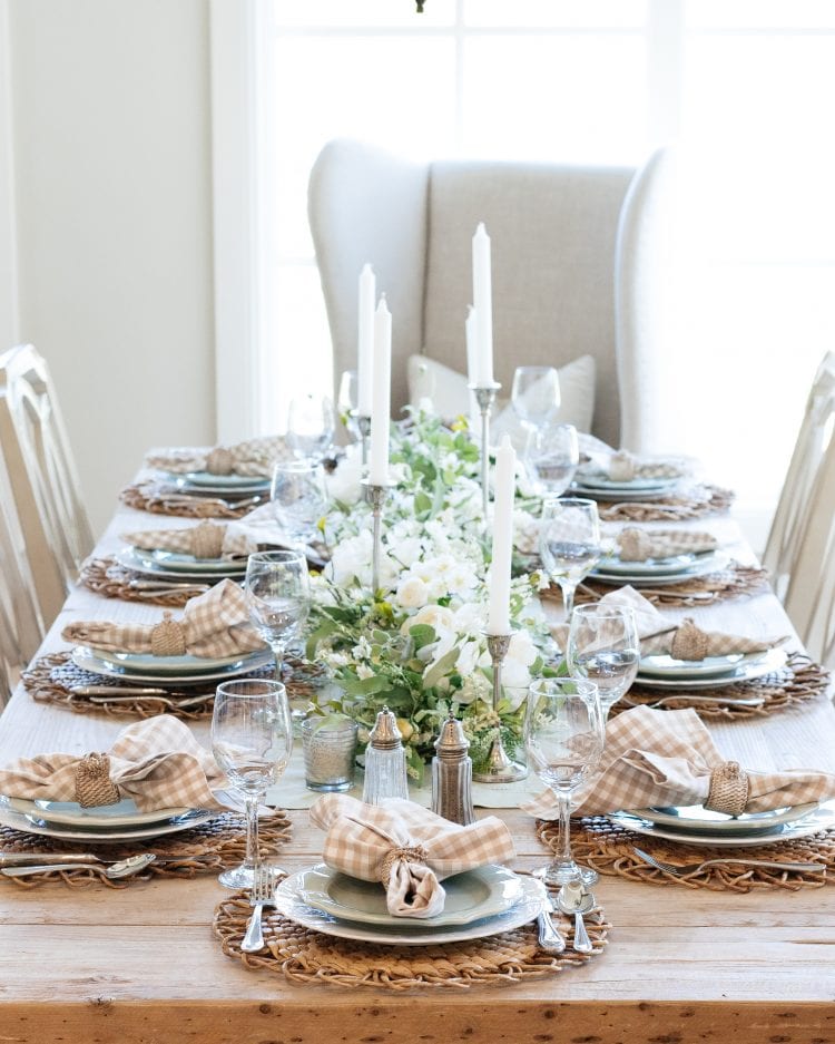 Fall Transitional Tablescape | Sage Green And White Tablescape