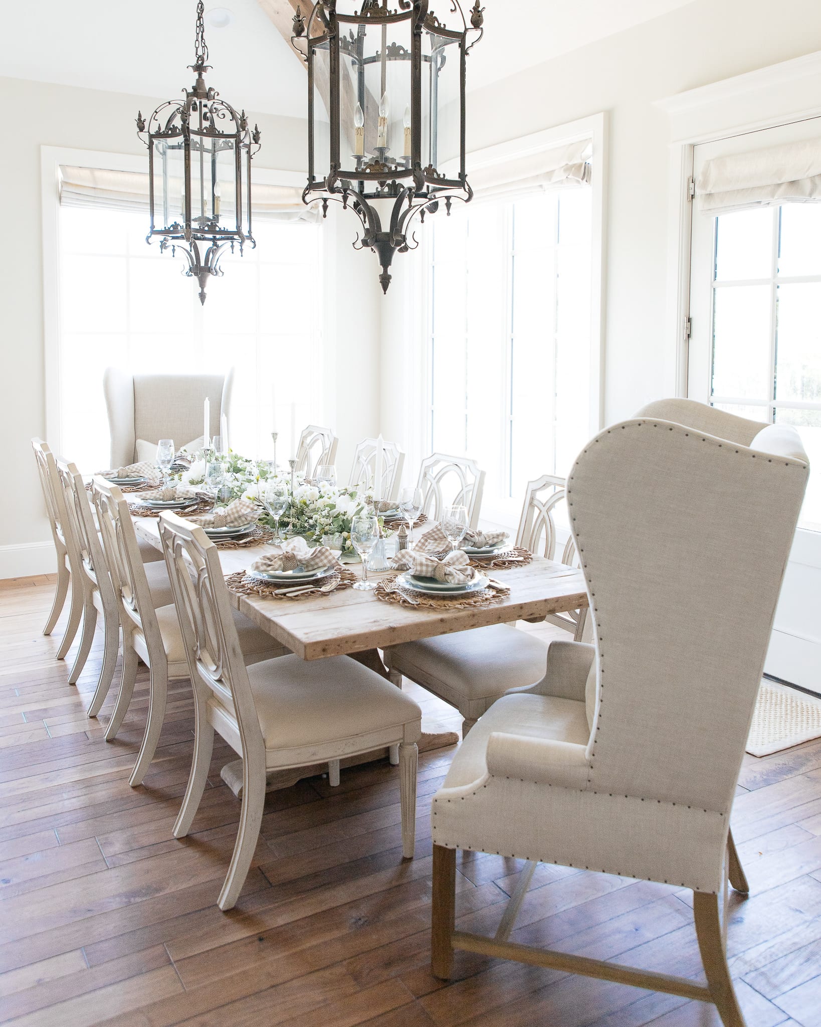 sage green and white tablescape fall