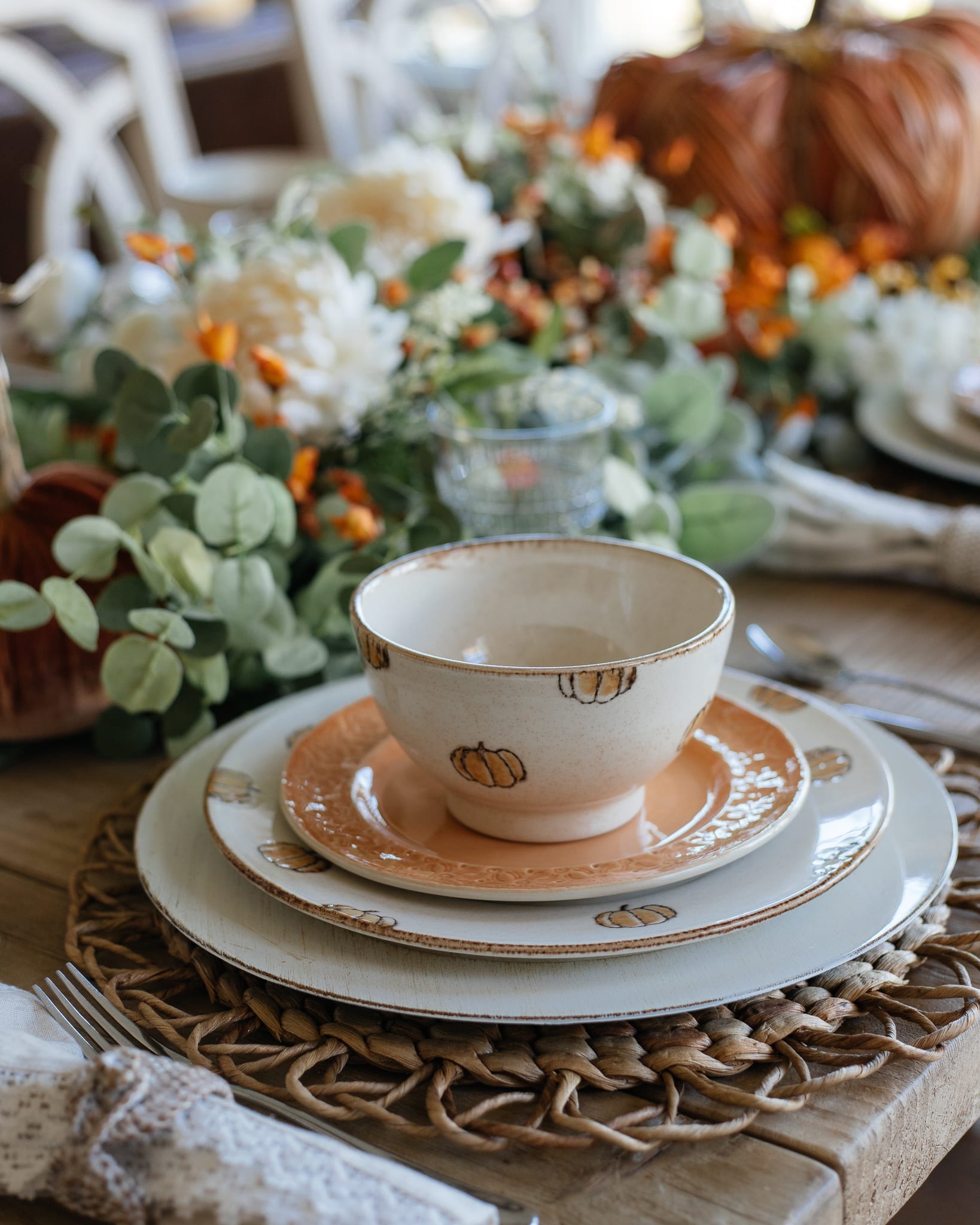 Fall Tablescape Pumpkin Fall Tablescape With Orange Accents