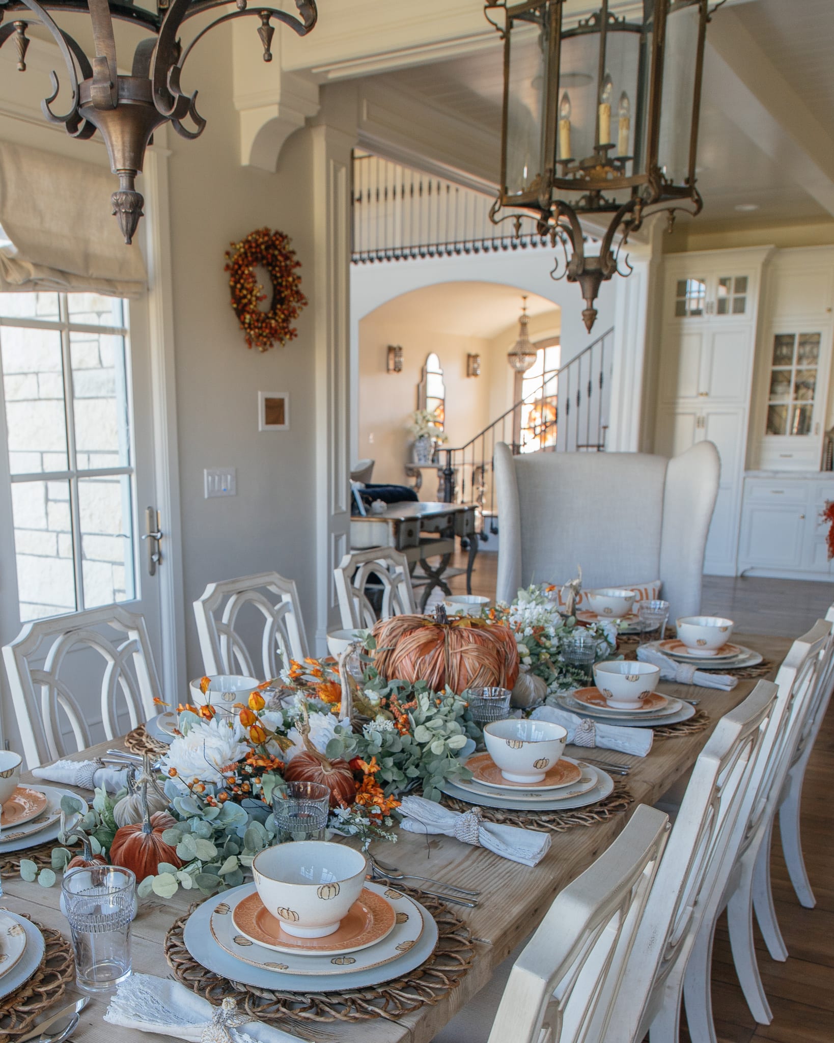 pumpkin themed tablescape