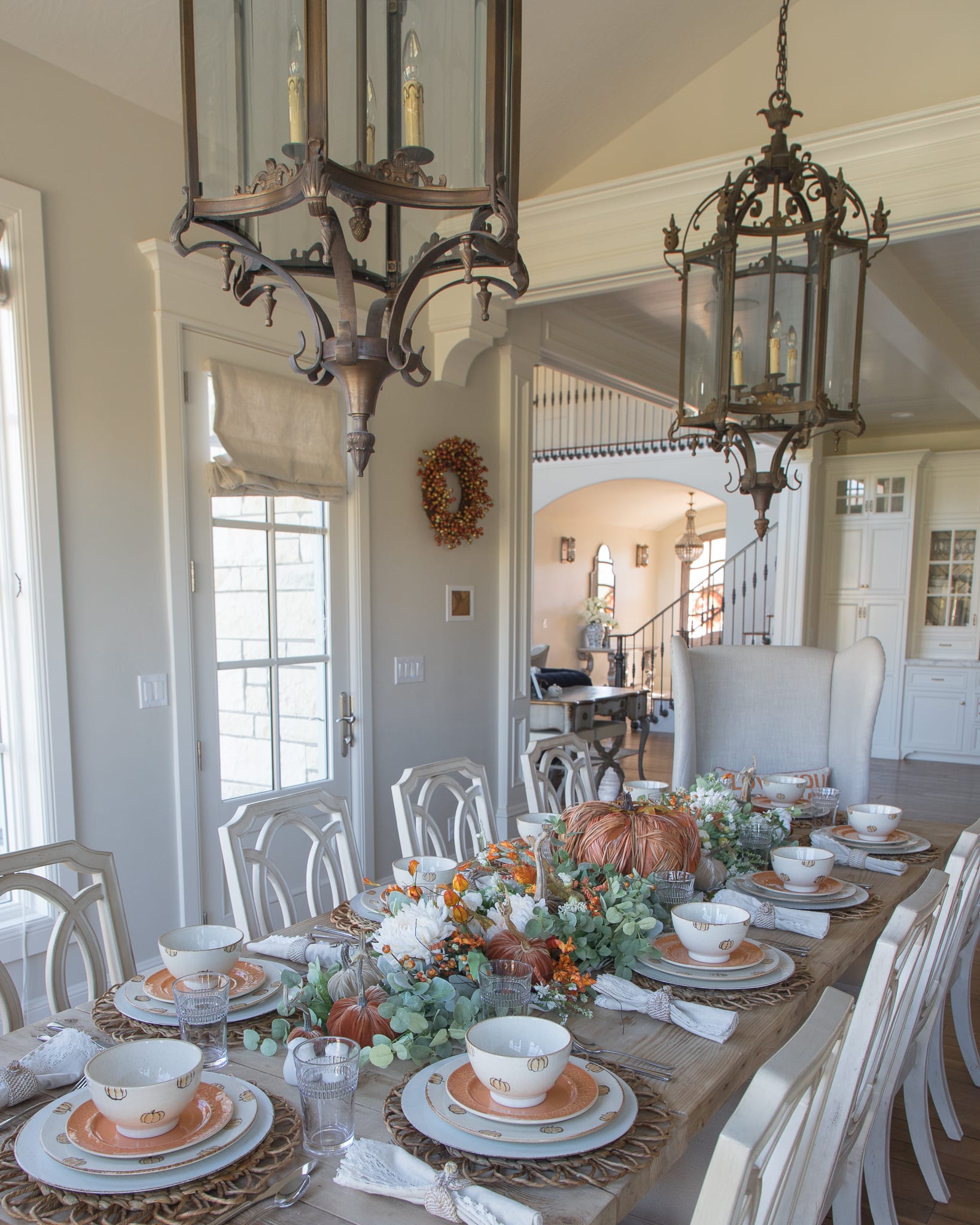 tables cape table setting pumpkins entertaining dinner party orange fall colors fall decor fall table 