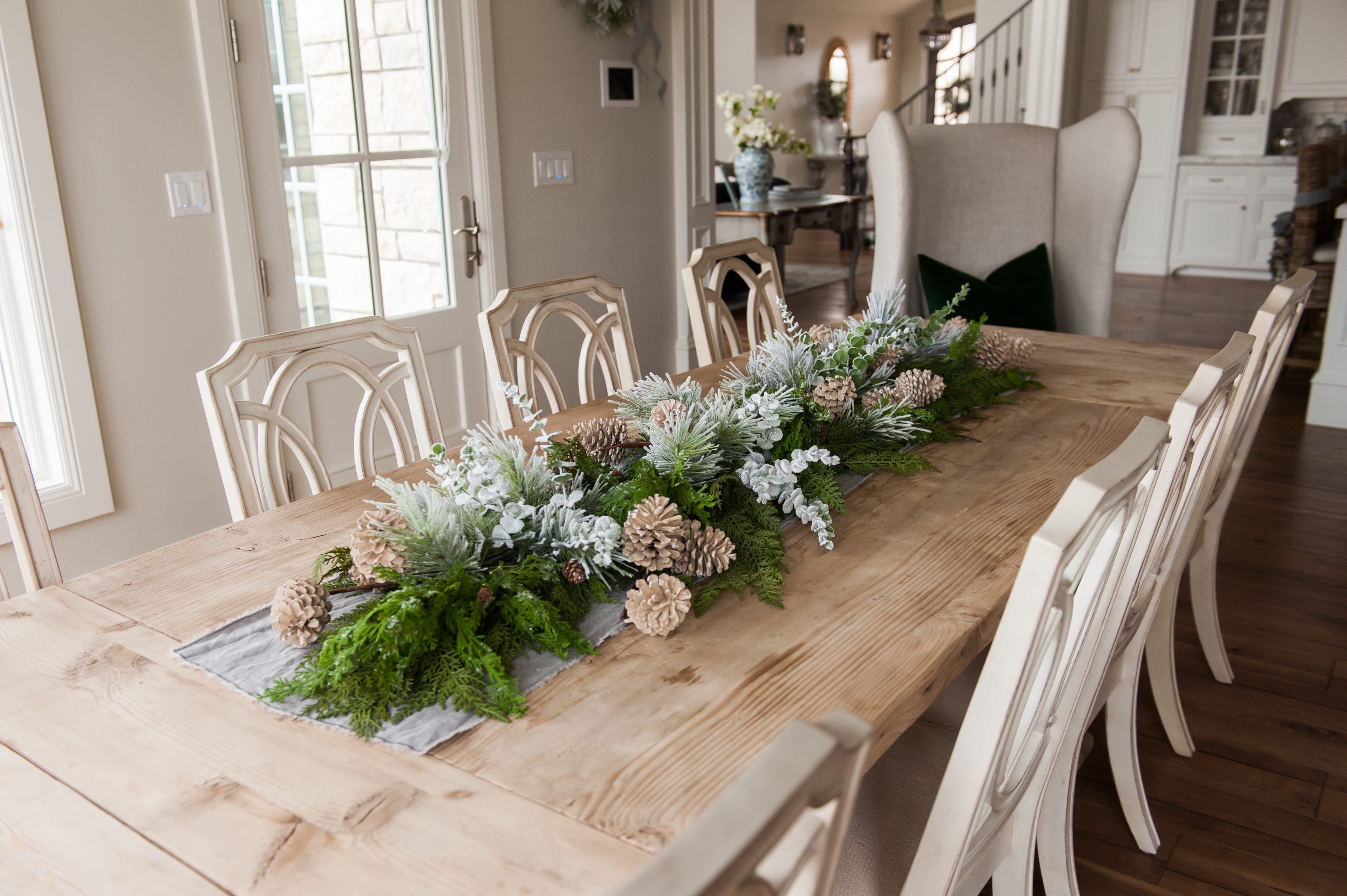 fall table tablescape thanksgiving table decor fall decor fall table setting entertaining silver and white fine china pumpkins table swag garland winter table decor