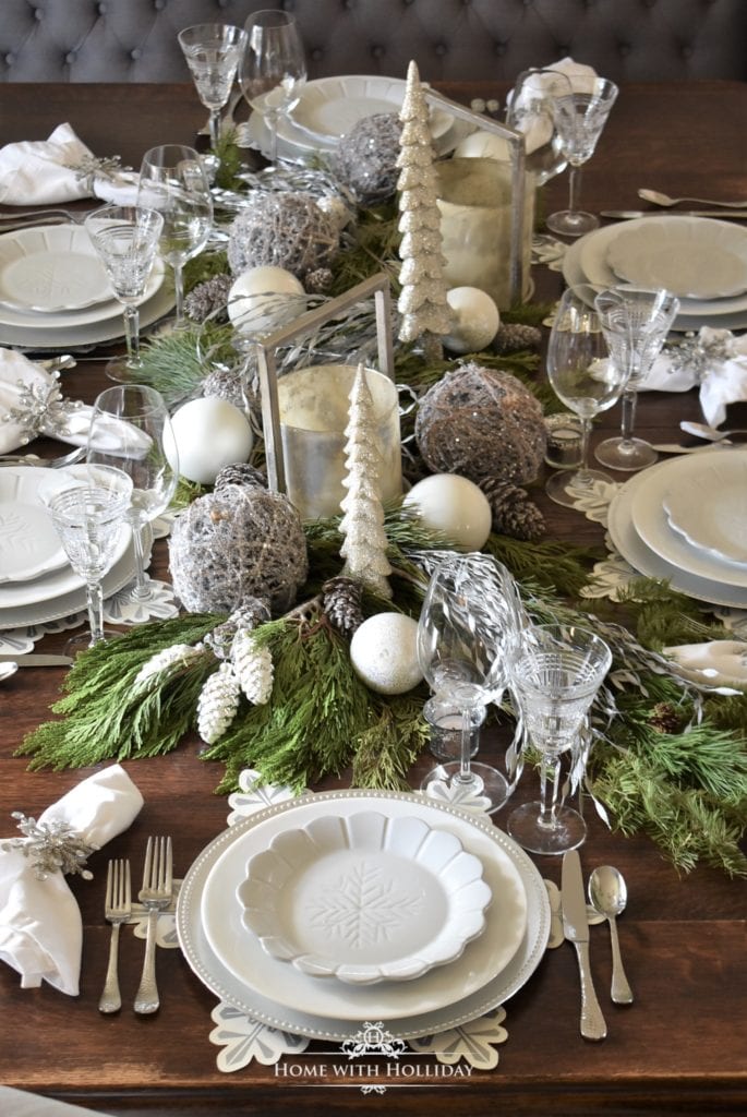 Winter White Snowflake Christmas Table Setting