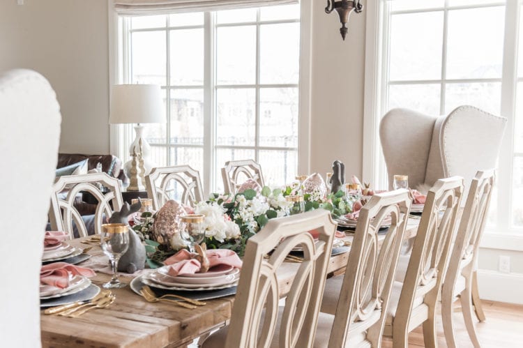 Beautiful Easter Tablescape | Pink And Gray Easter Table Setting