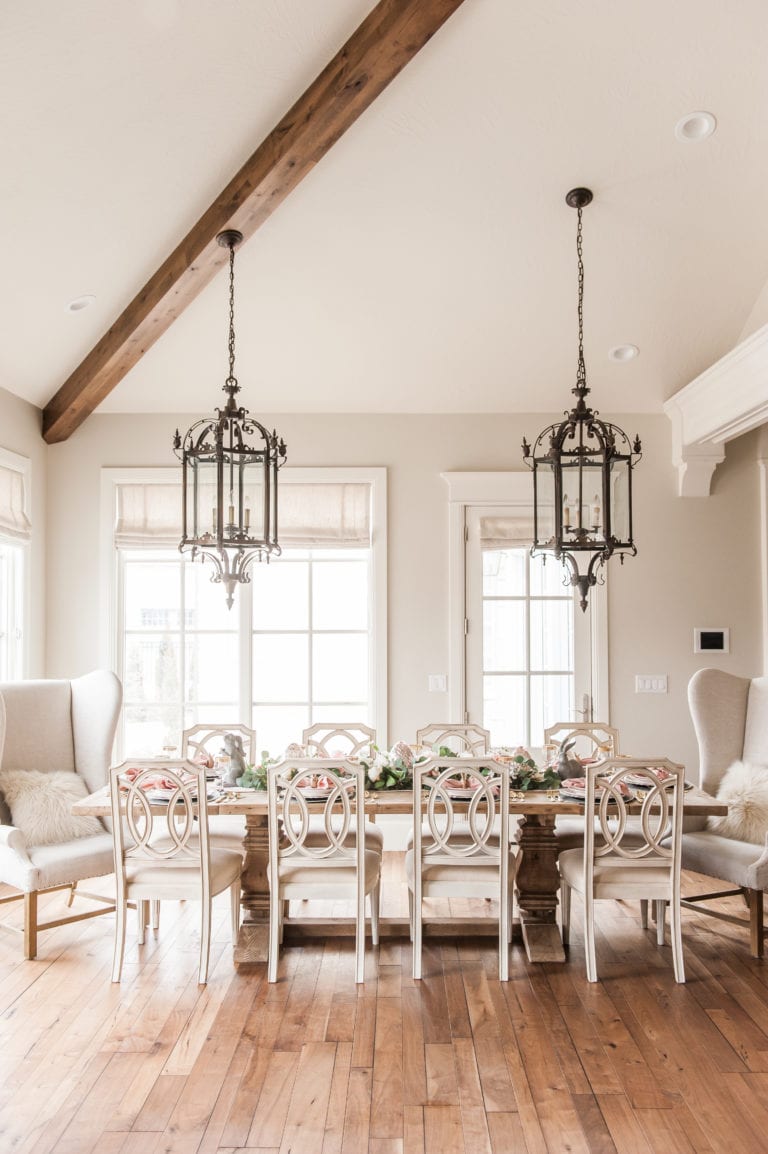 Beautiful Easter Tablescape | Pink And Gray Easter Table Setting