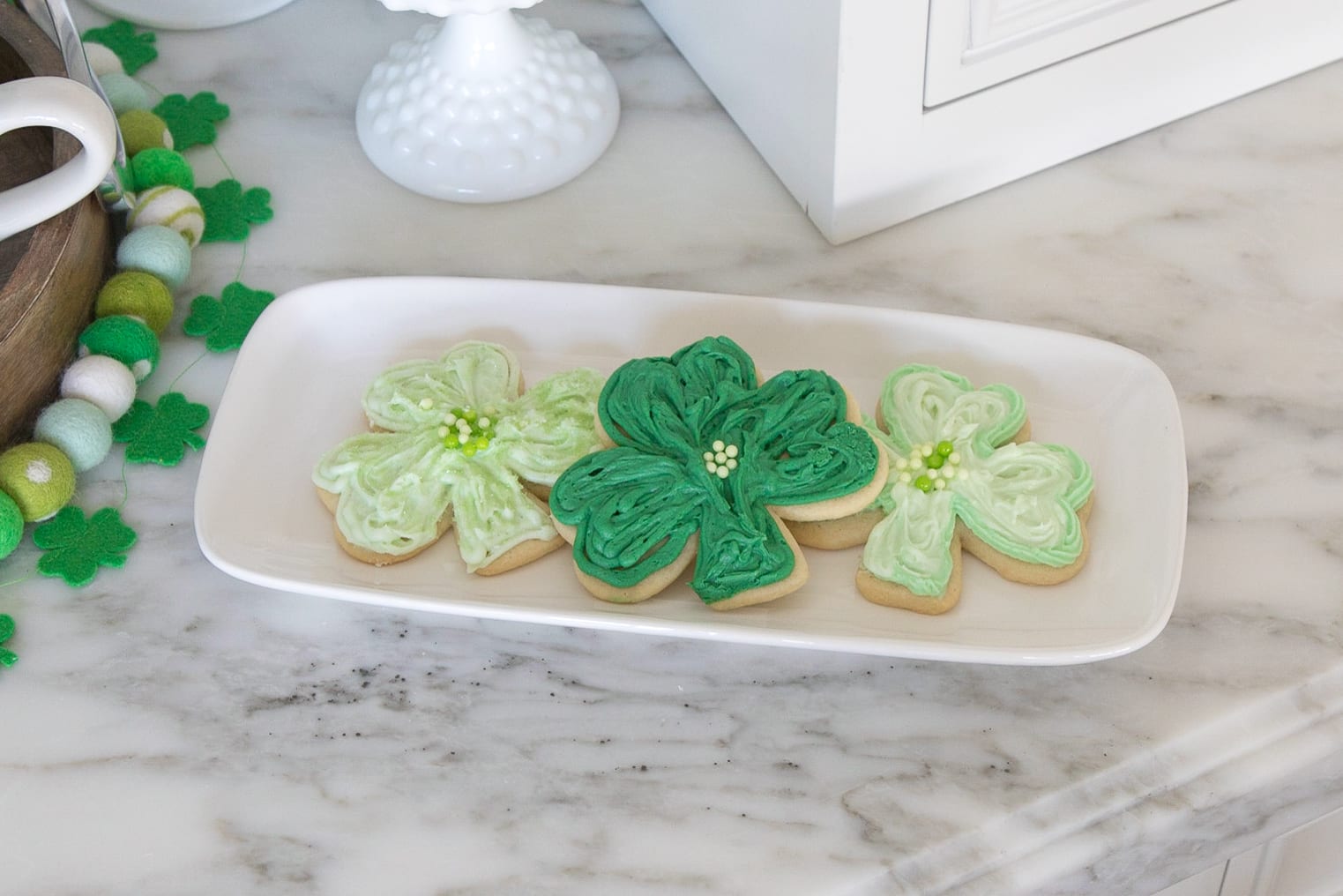 shamrock sugar cookies sugar cookie recipe baking frosting st. patricks day saint patrick's day celebration green cookies 