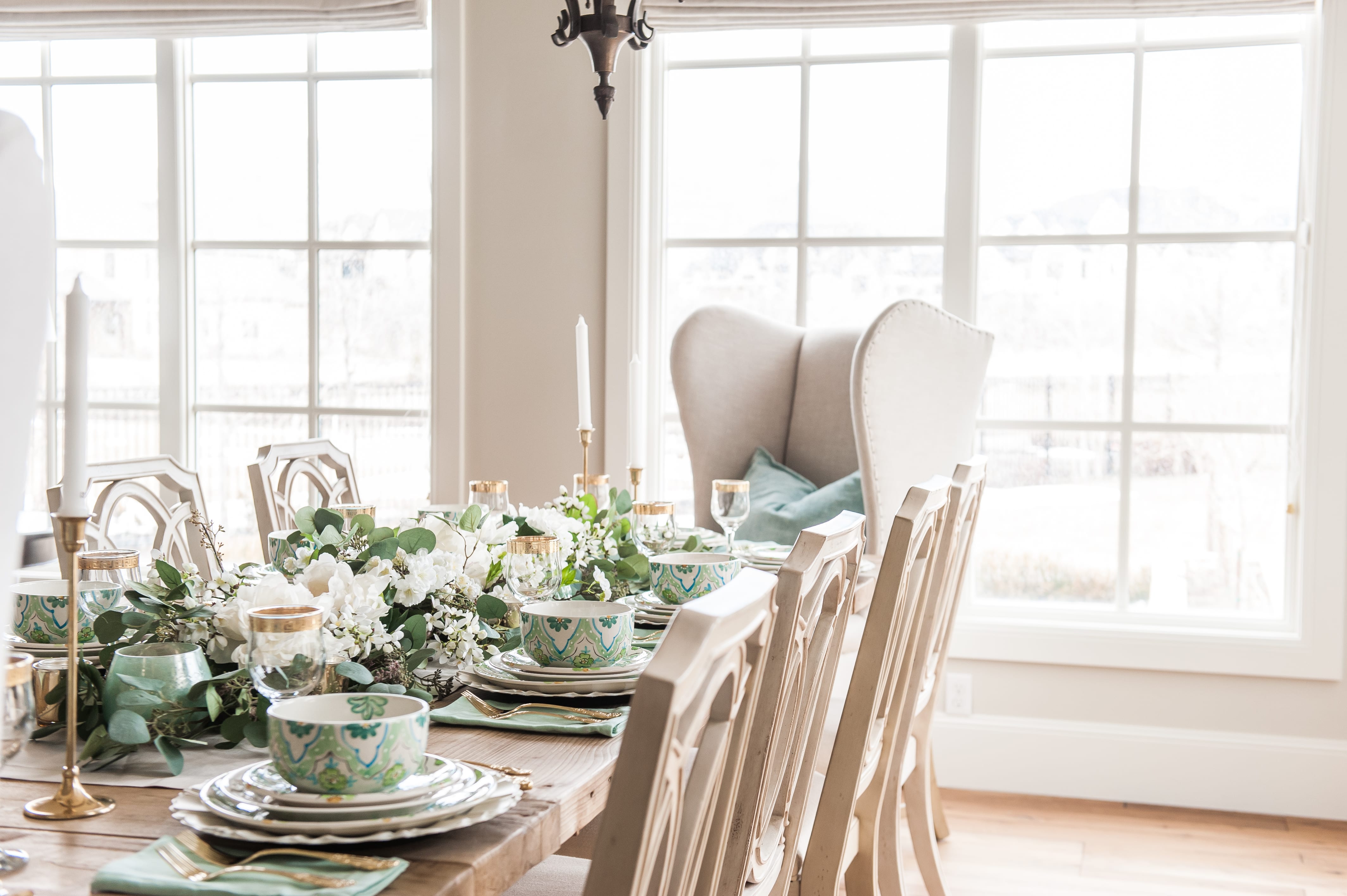 tablescape for easter spring saint Patricks Day