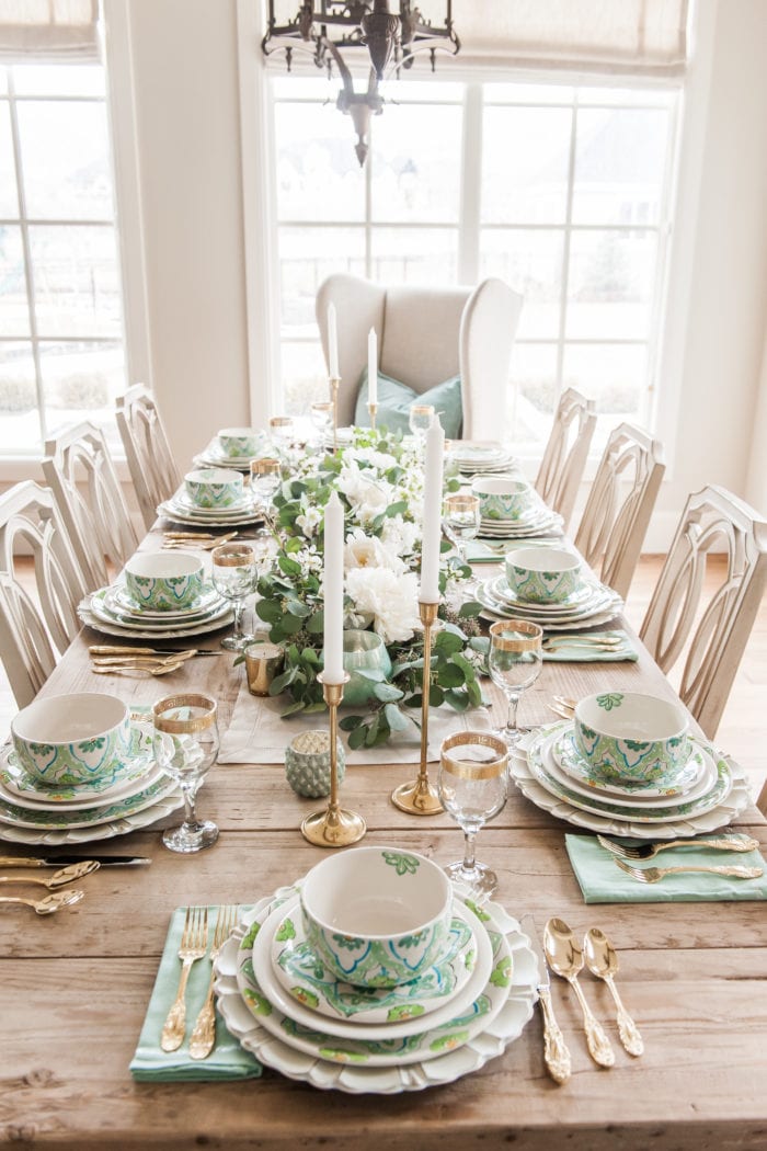 Tablescape for St. Patricks Day, Spring, and Easter