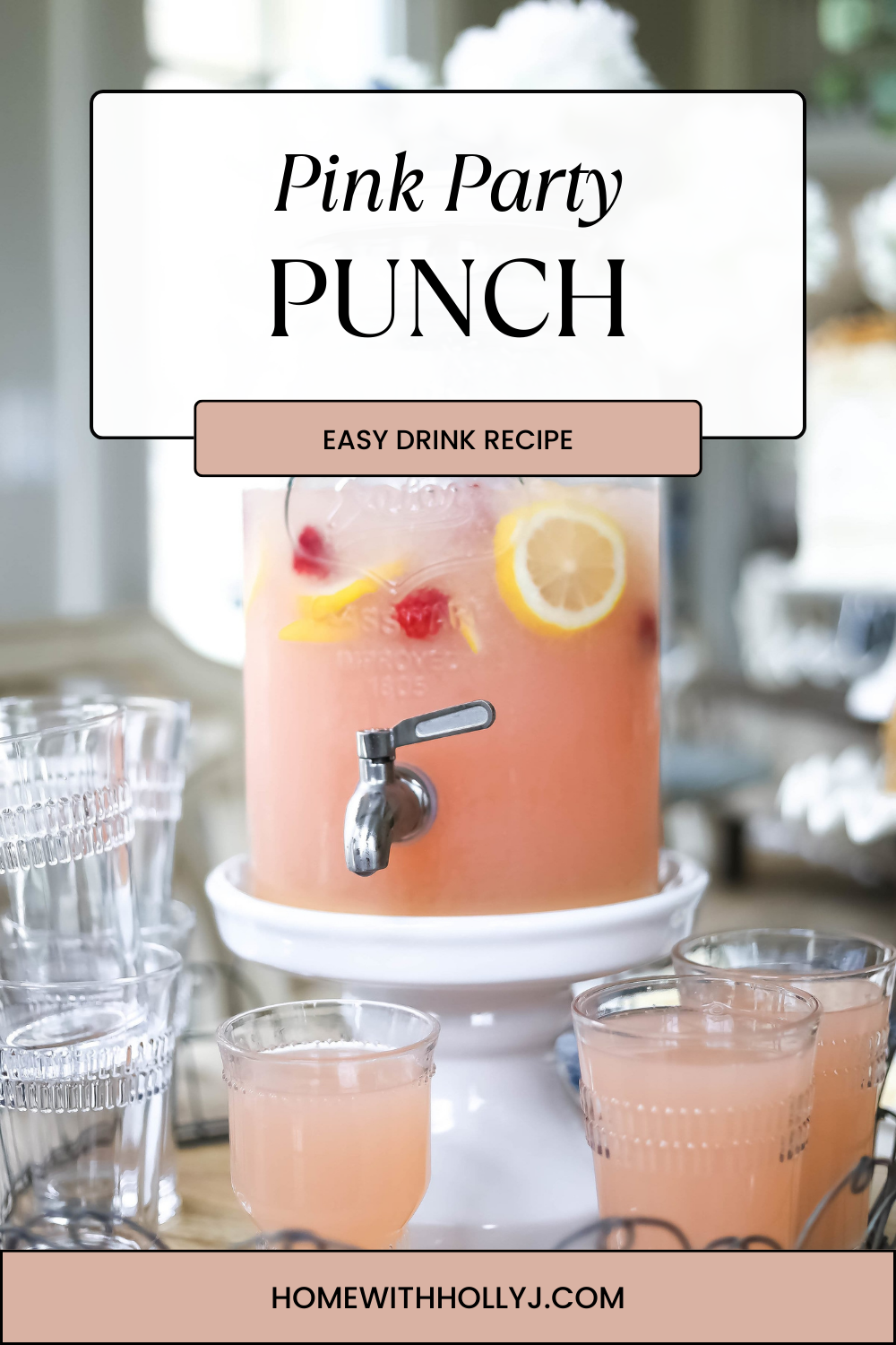 Pink Party Punch perfect for any holiday gathering.It's refreshing and packs a punch. Your guests will love this delicious drink!