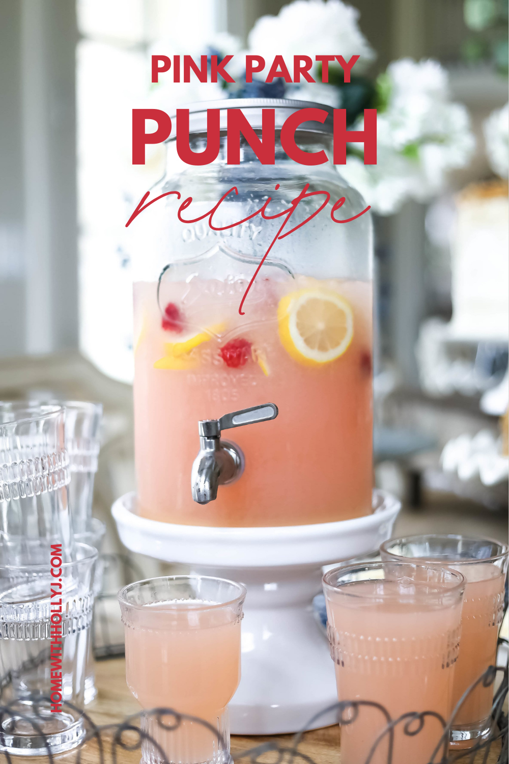 Pink Party Punch perfect for any holiday gathering.It's refreshing and packs a punch. Your guests will love this delicious drink!