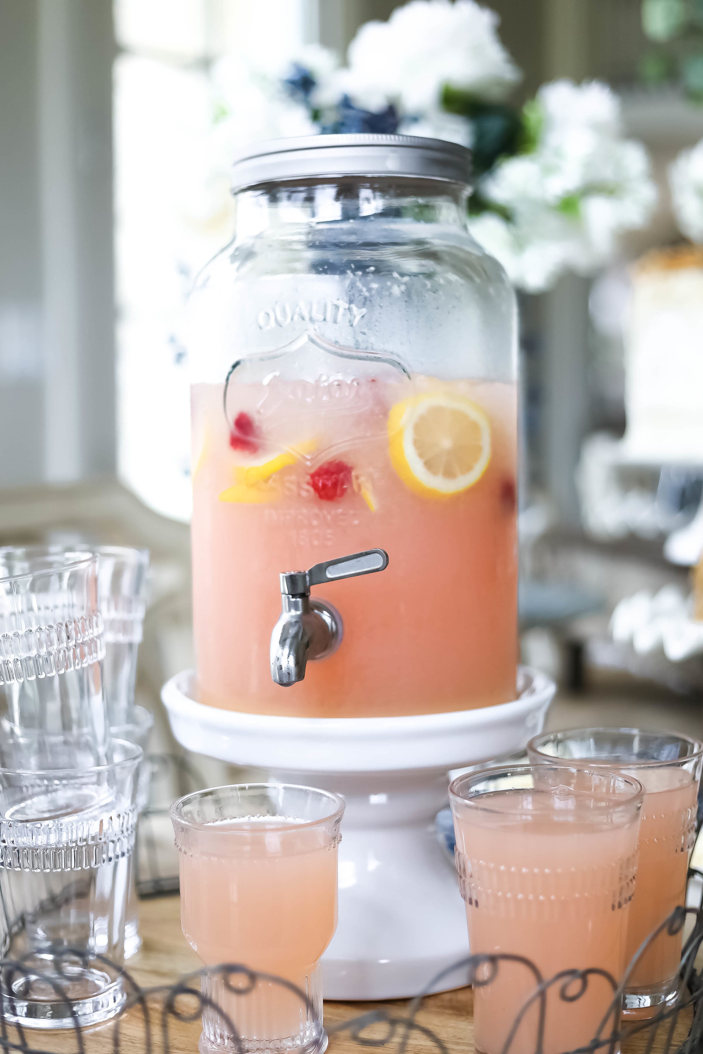 Pink Party Punch, summertime party drink, pink poolside party drinks, mocktail, punch, punch recipe, pink party punch recipe, drinks