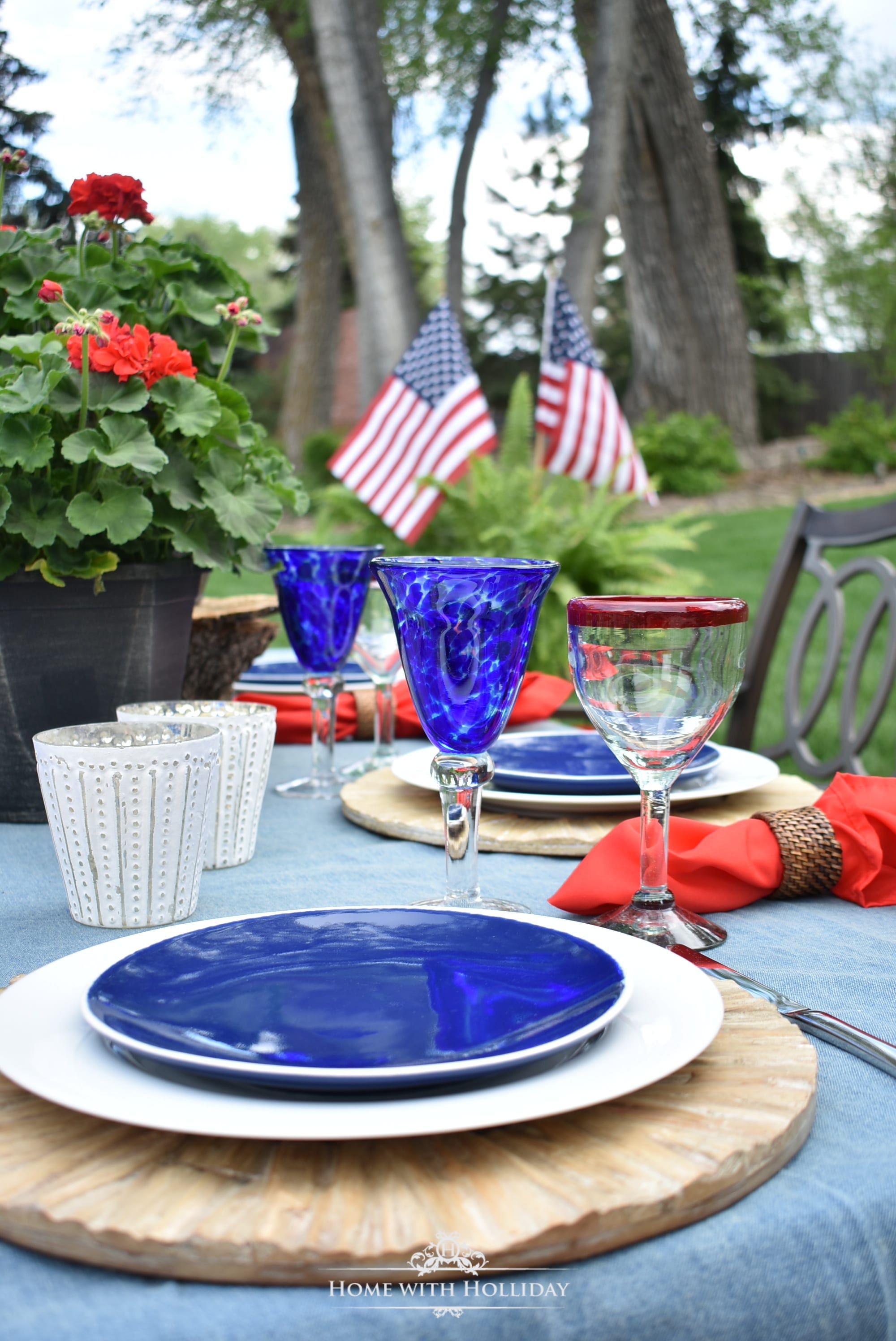 Red White and Blue Patriotic Tablescape