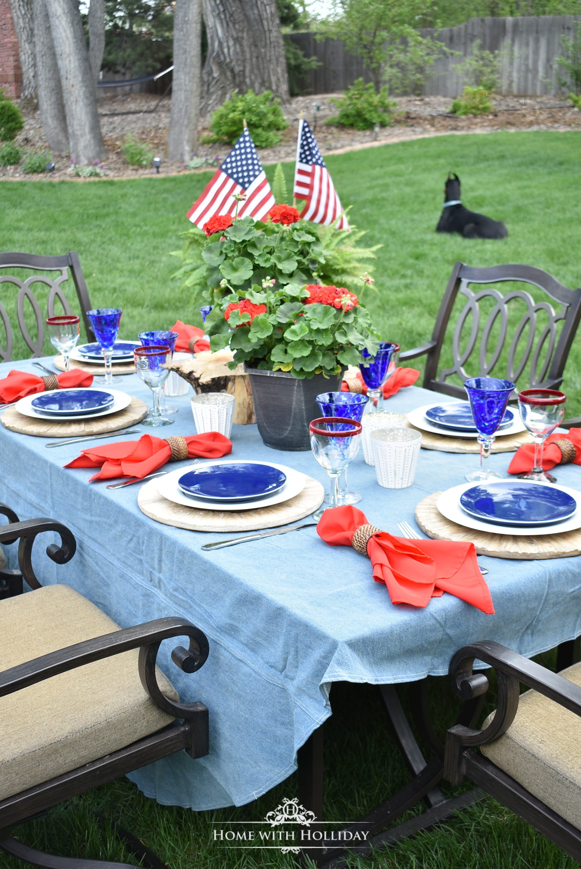 Red White and Blue Patriotic Tablescape