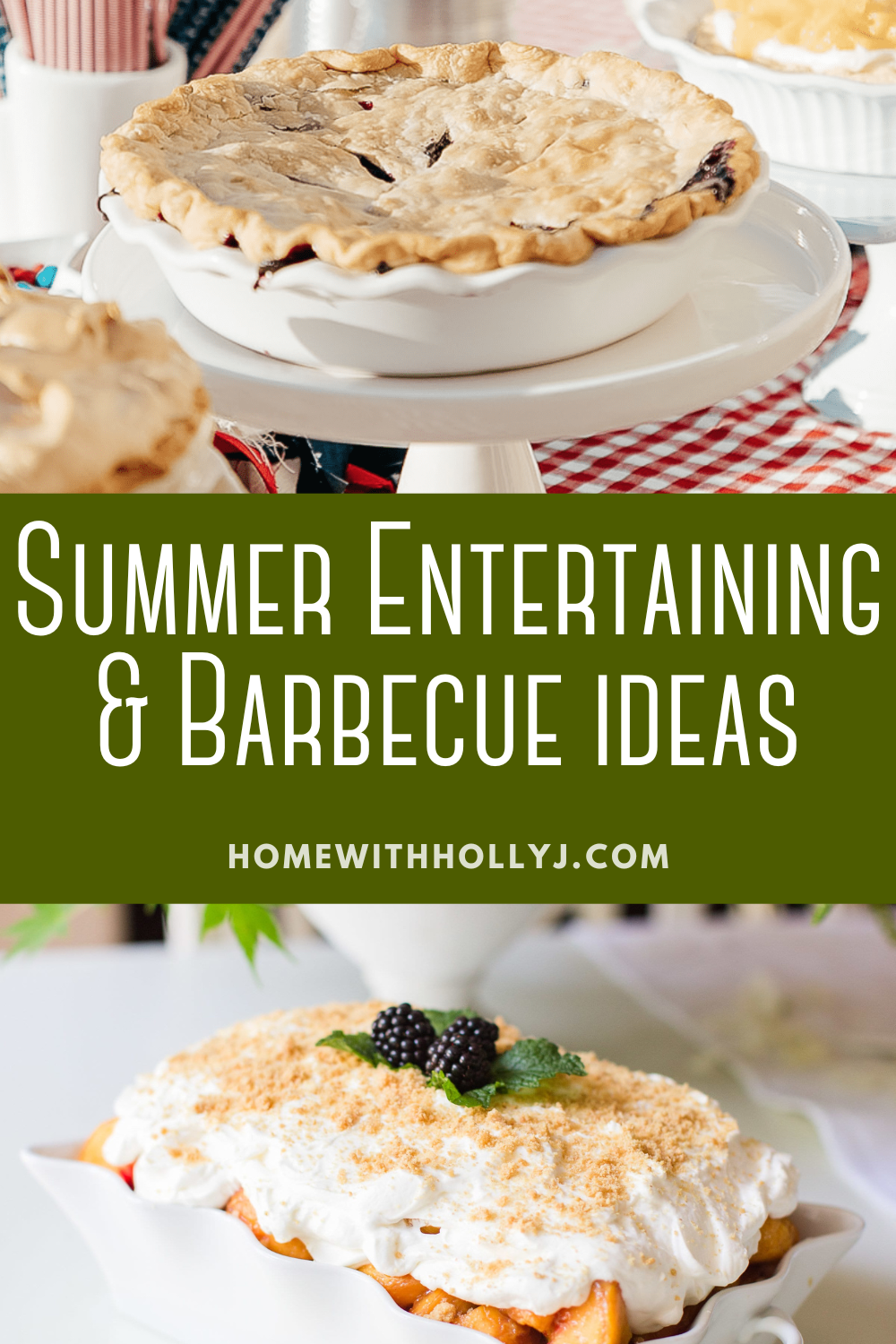 Sharing some favorite simple summer recipes including fresh fruit pies, lemon basil chicken, and barbecue meat for everyone to enjoy