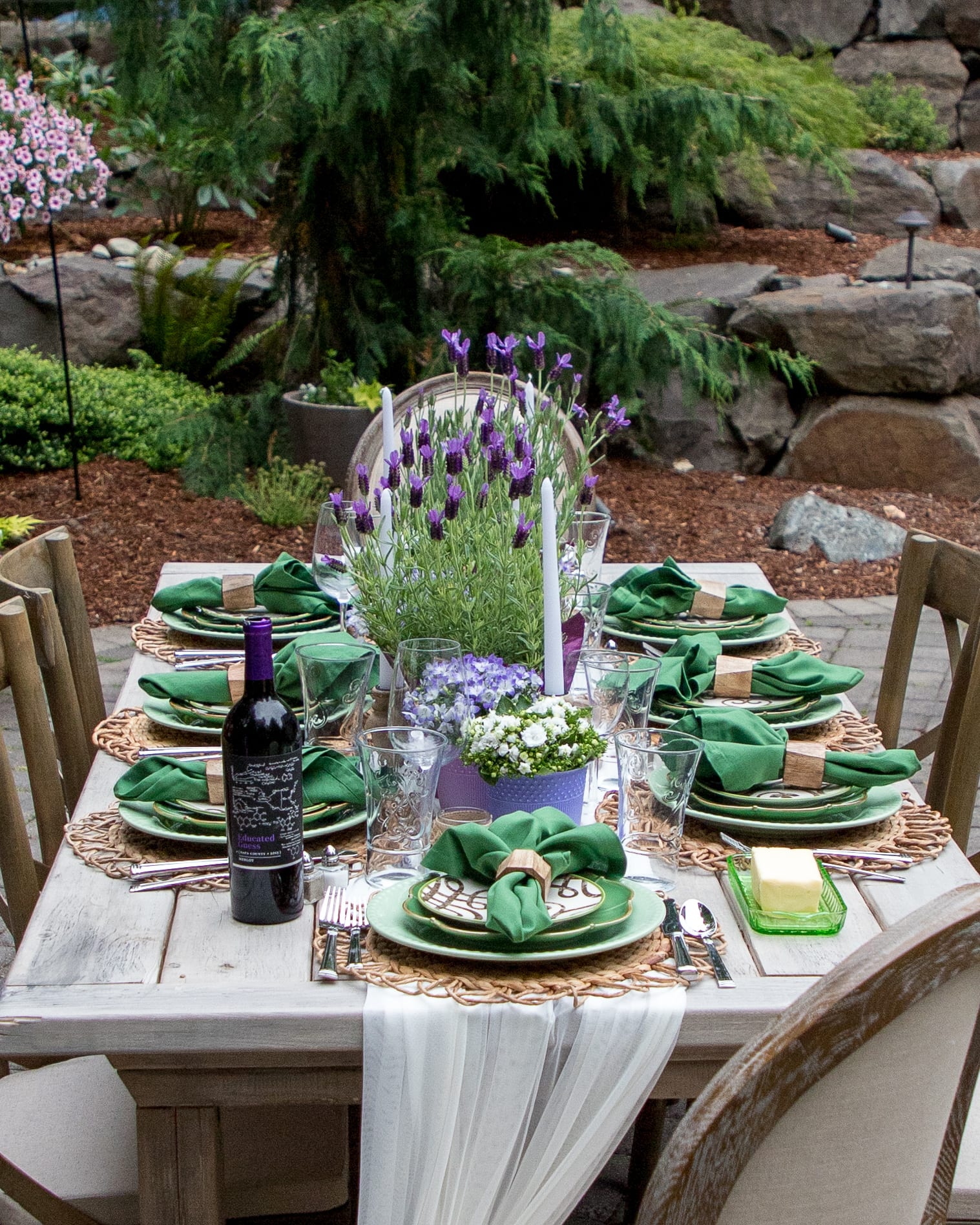 lavender and green tablescape