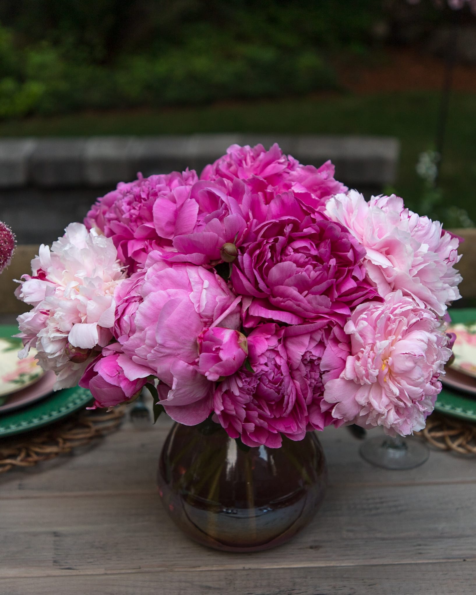 pink peonies centerpiece