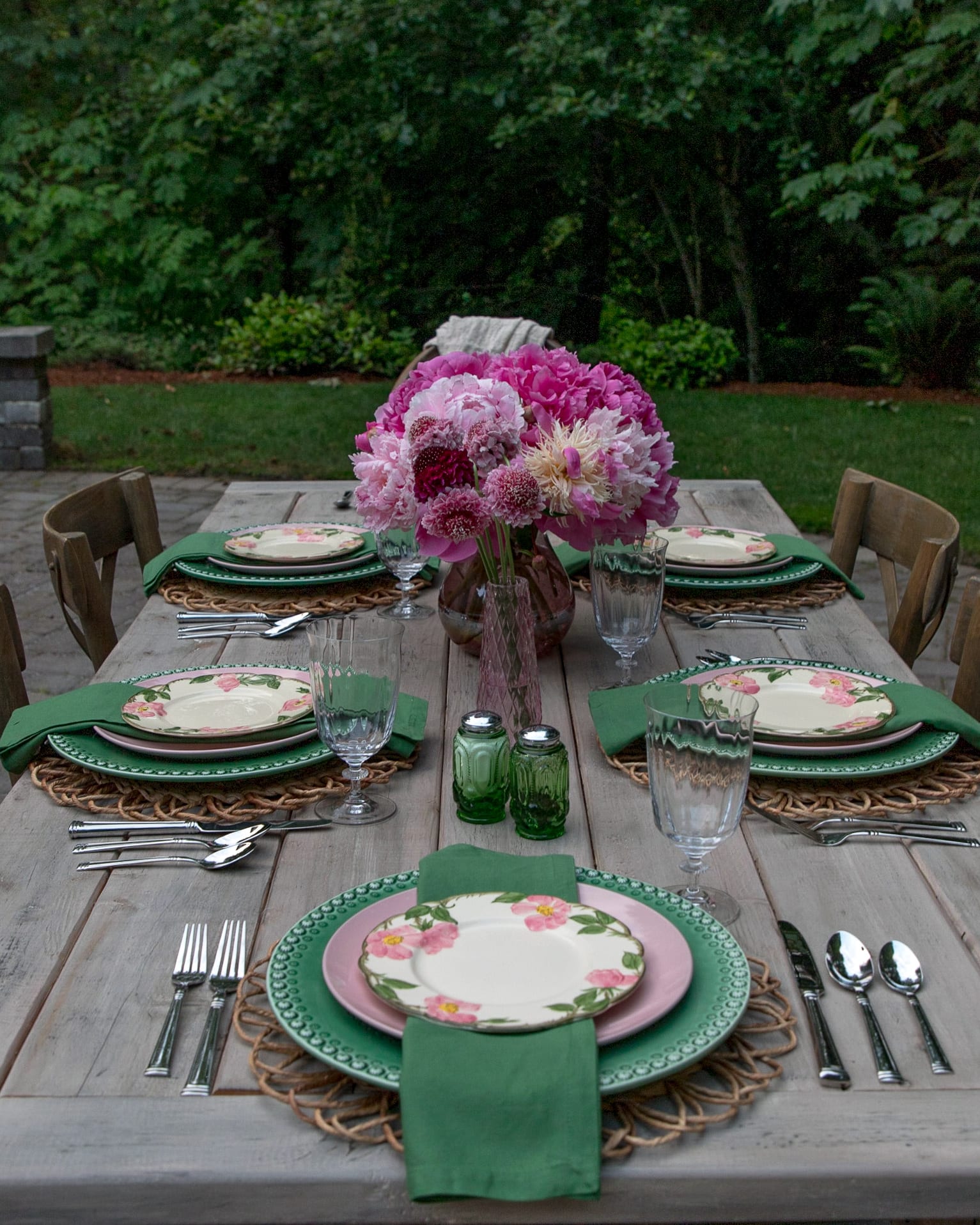 pink peonies centerpiece tablescape