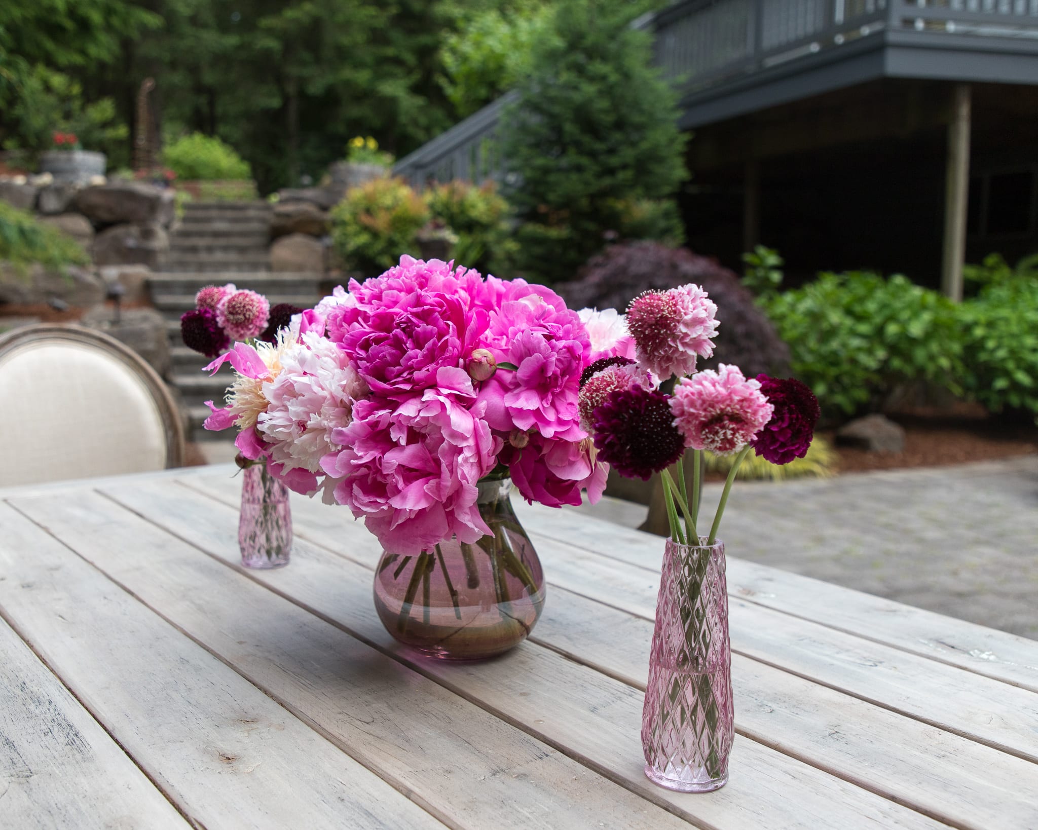 pink peonies centerpiece tablescape