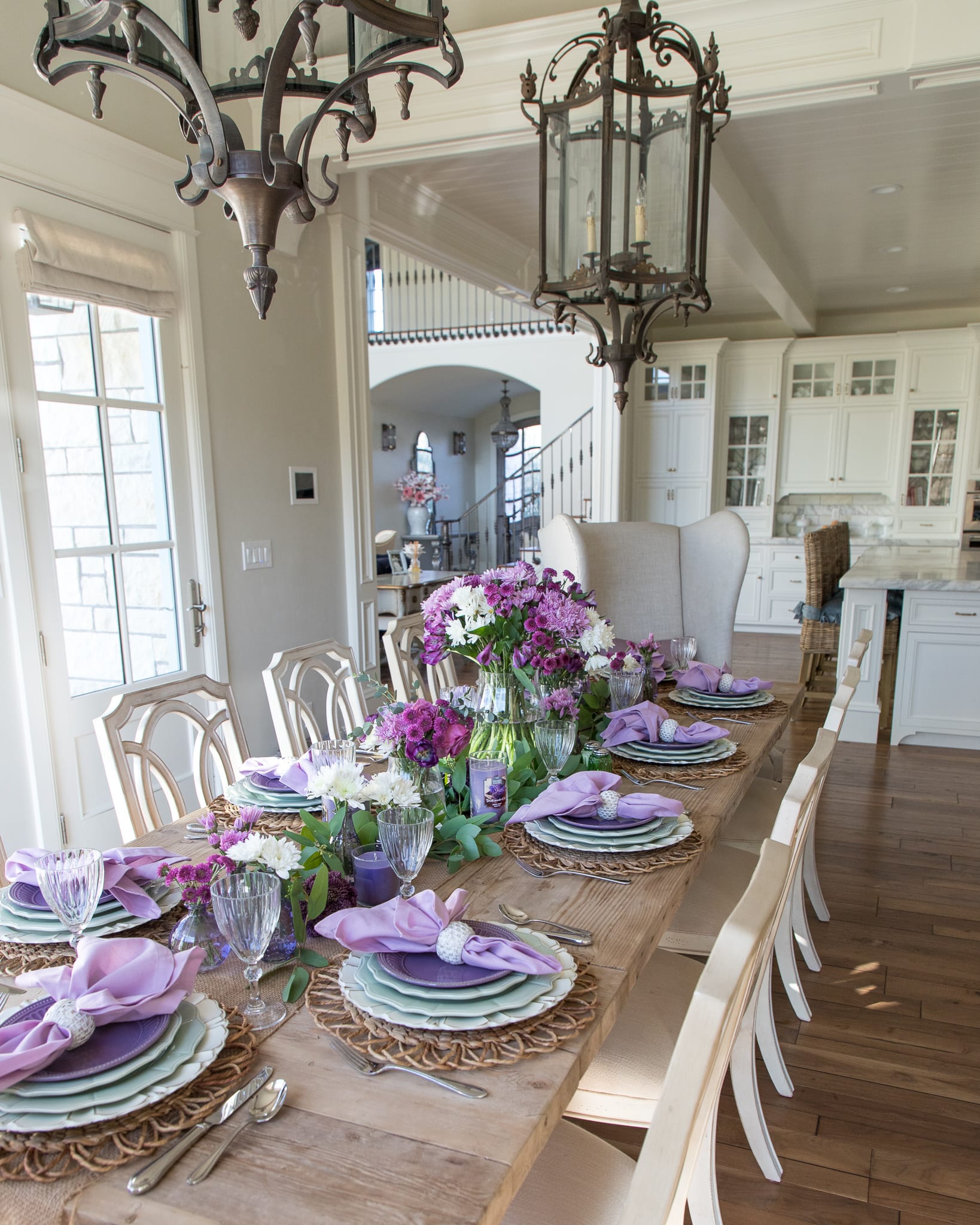 lavender and mint green tablescape 