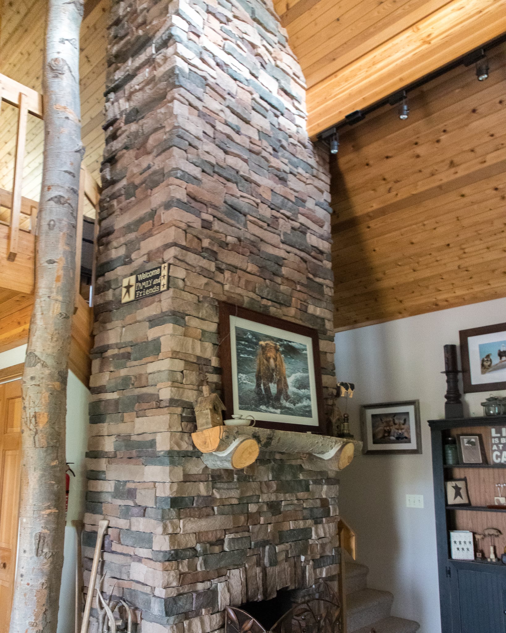 Montana cabin fireplace and mantle polaris montana