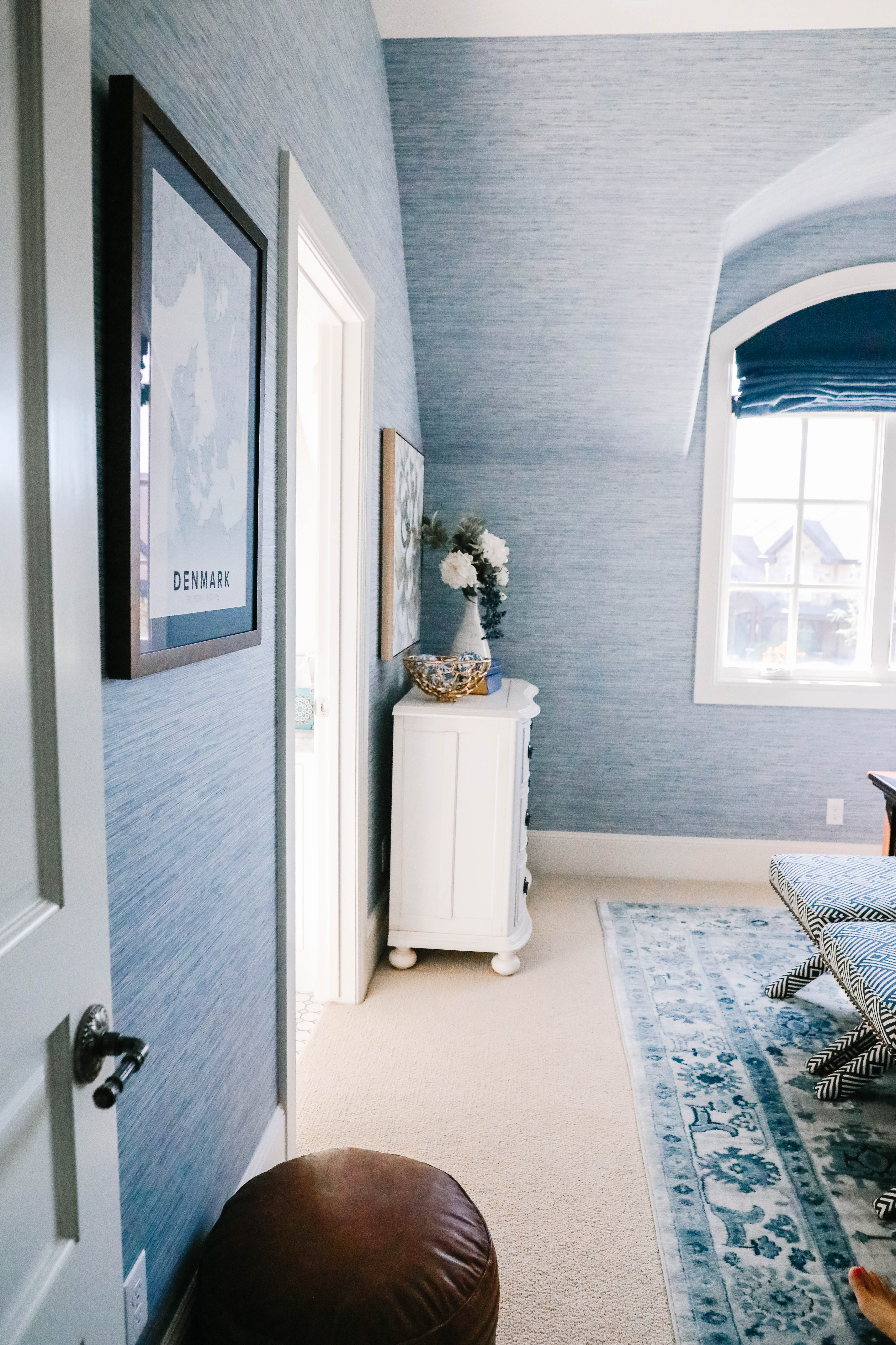 fifty shades of blue guest room reveal mapiful artwork
