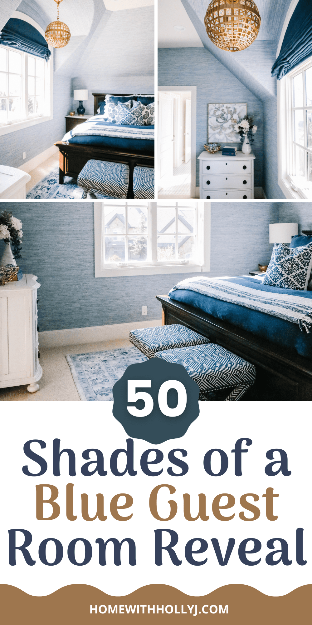 Check out my Fifty Shades of Blue Guest Room Reveal at the Highland house. See how I styled this well-used guest room.