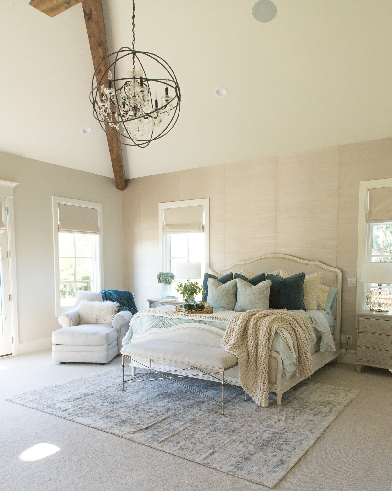 master bedroom styled for fall