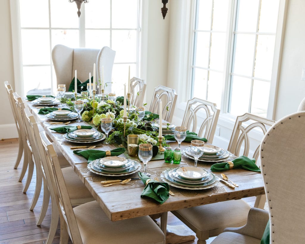 Green and Gold Fall Harvest Tablescape - Home With Holly J