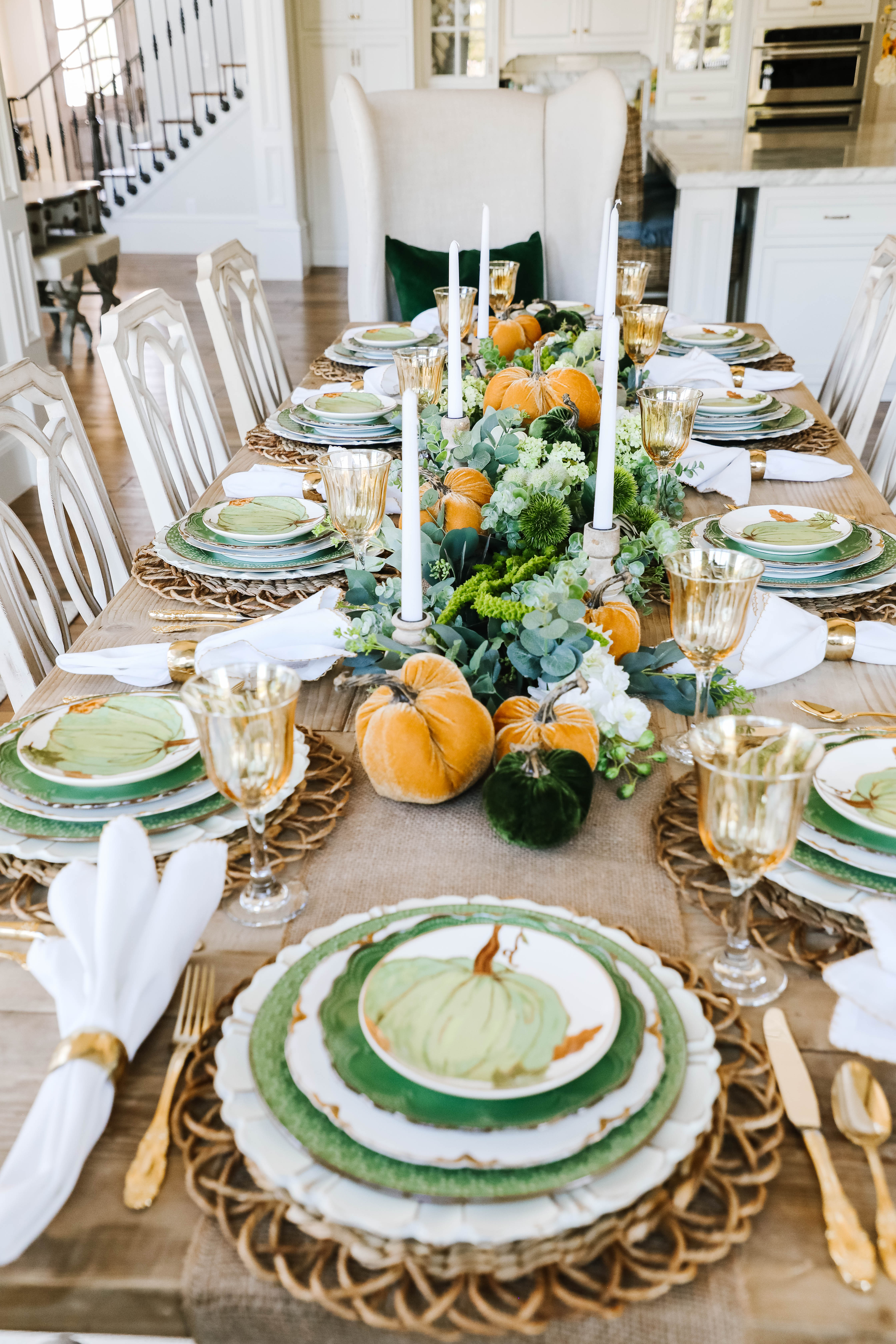 green pumpkin dinner table