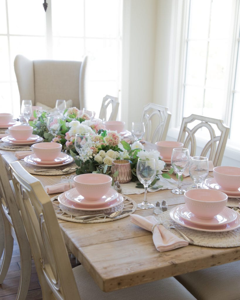 Blush Pink Valentines Day Table Decorations - Setting For Four Interiors