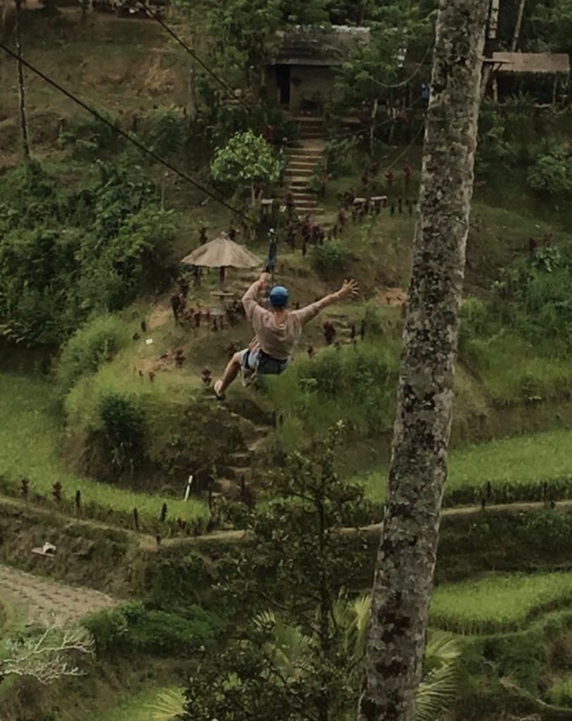 zip line Bali rice fields