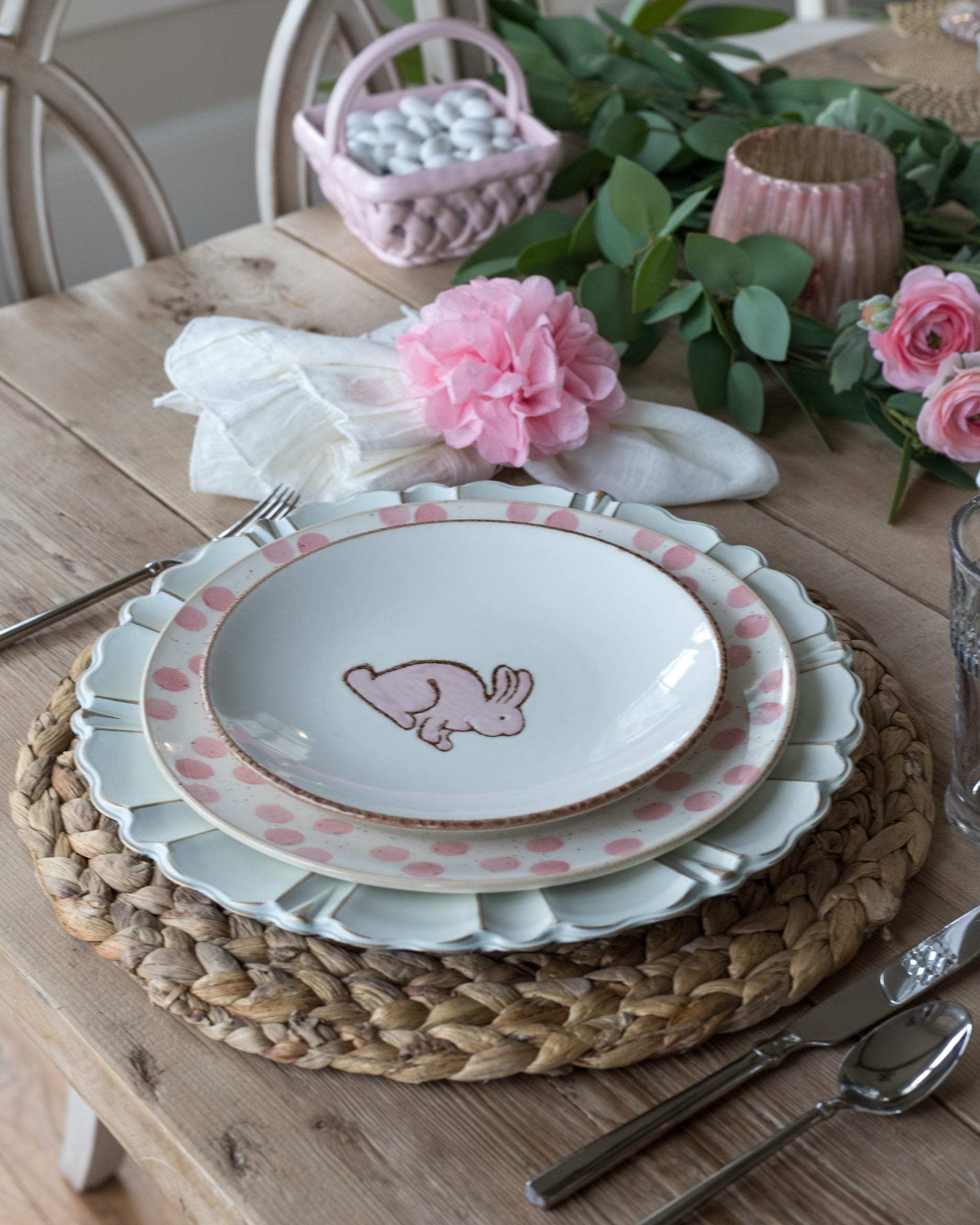 pink easter place setting 