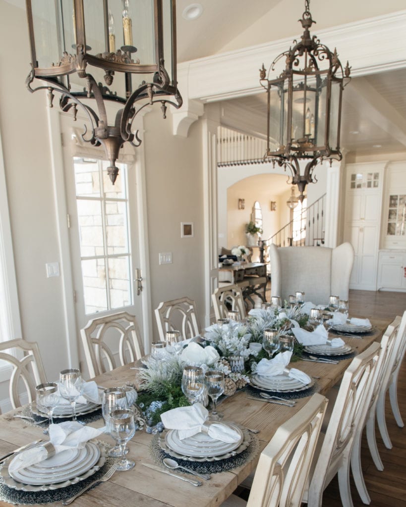 white and silver tablescape