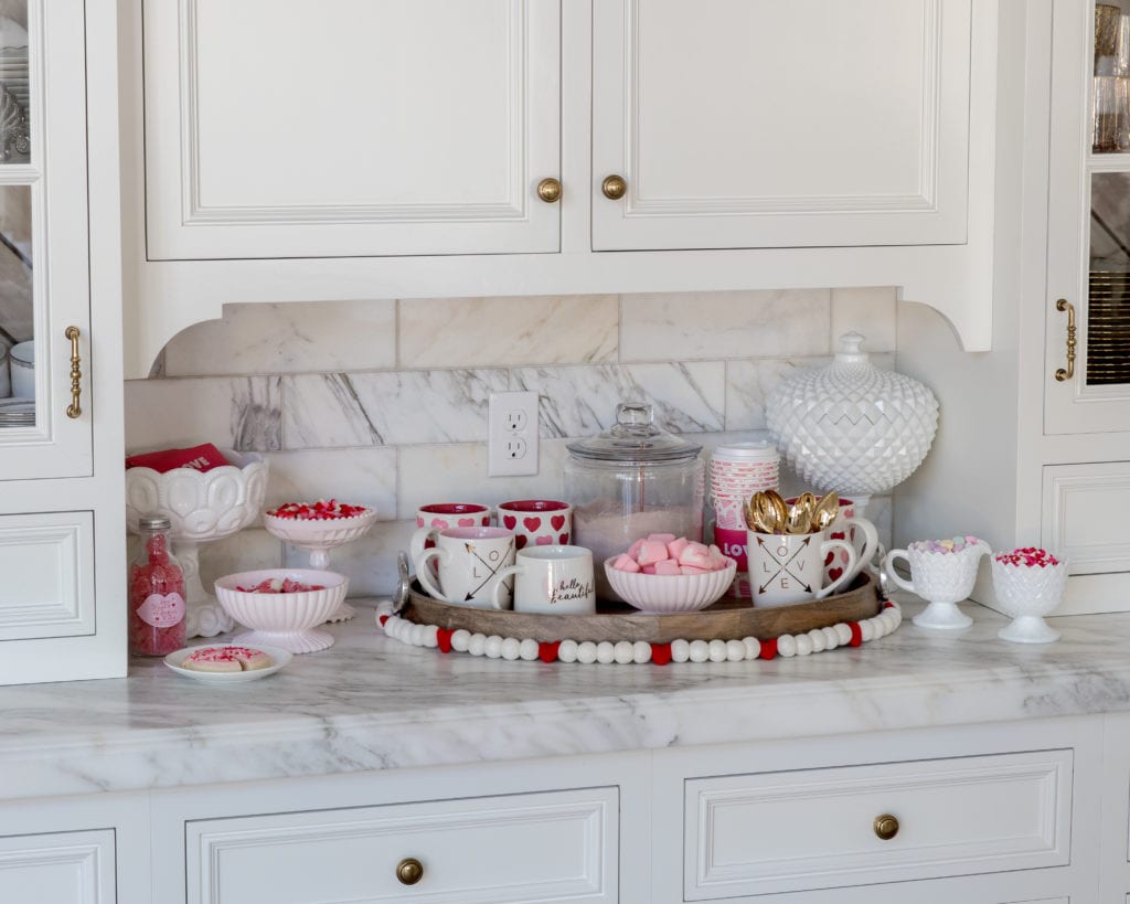 mixing valentines day and winter decor