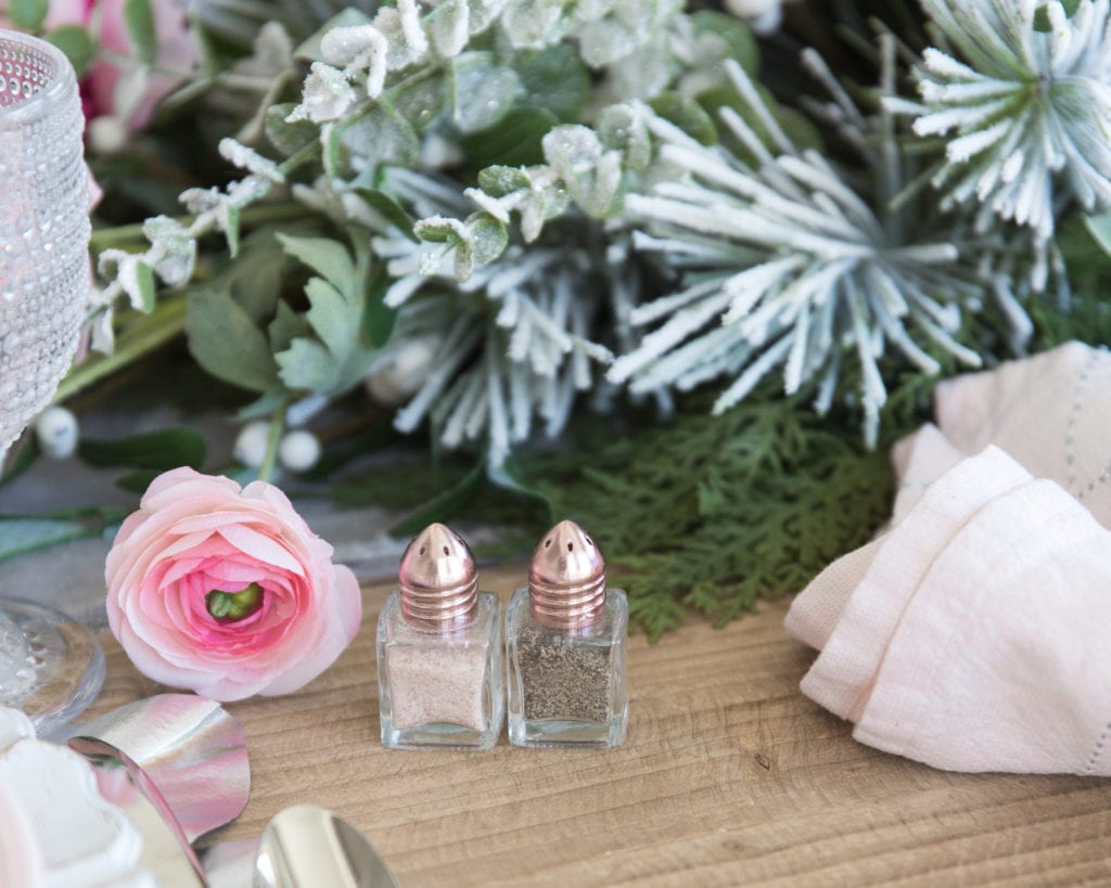 rose gold mini salt and pepper shakers