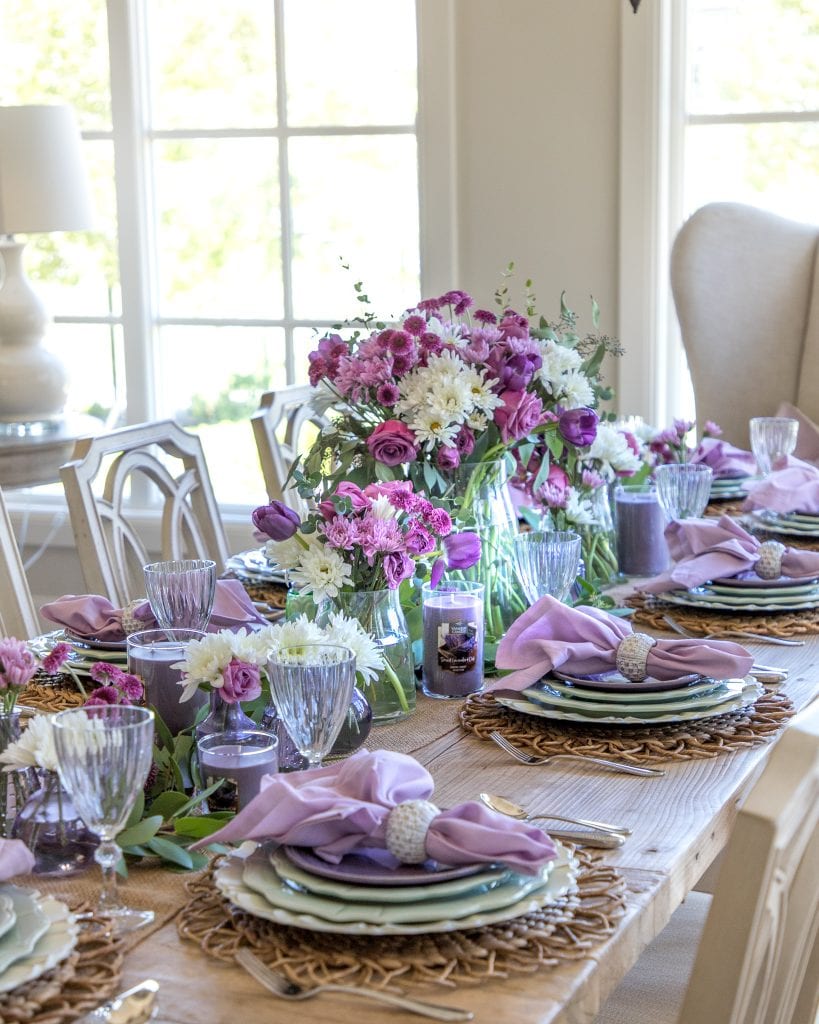 lavender mint green easter spring table decor