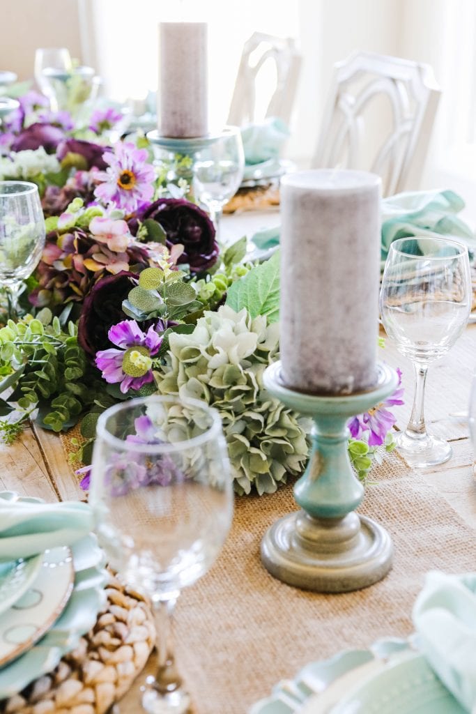 teal and fuschia wedding tables