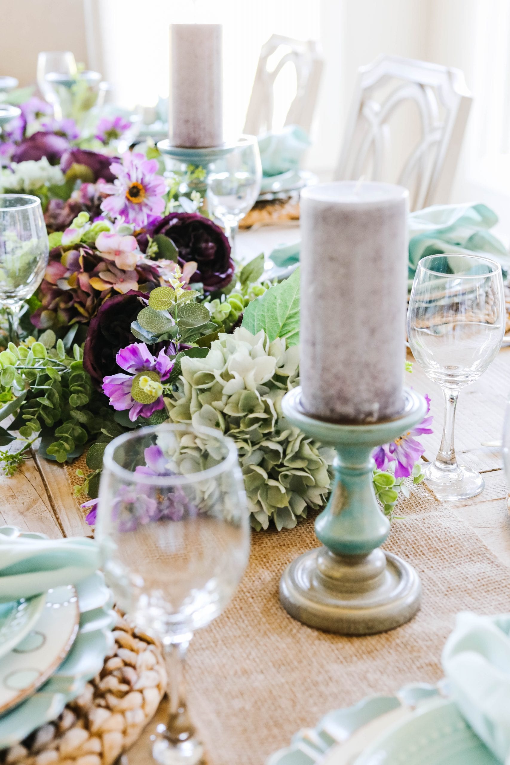 Spring Tablescape | Lavender And Teal Tablescape For Easter