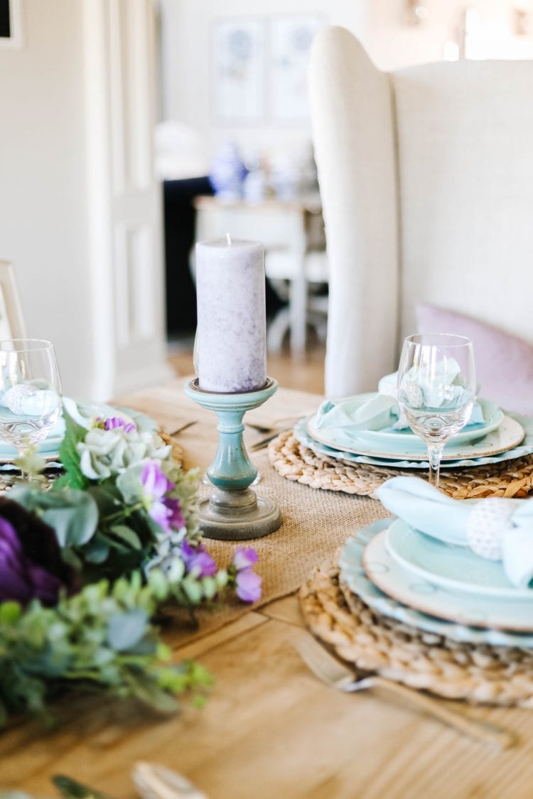 Spring Tablescape | Lavender And Teal Tablescape For Easter
