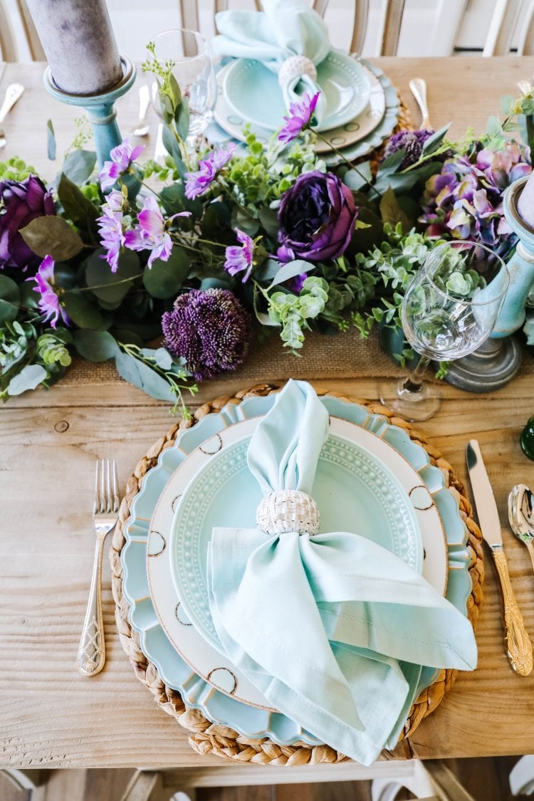 Spring Tablescape | Lavender And Teal Tablescape For Easter