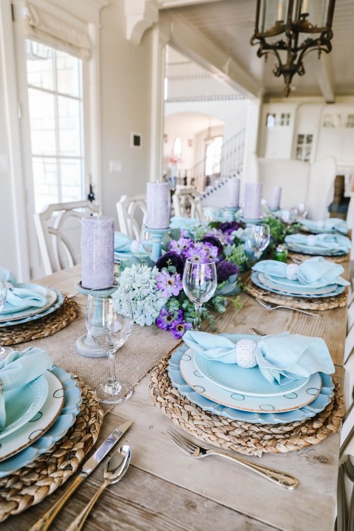 Spring Tablescape | Lavender And Teal Tablescape For Easter