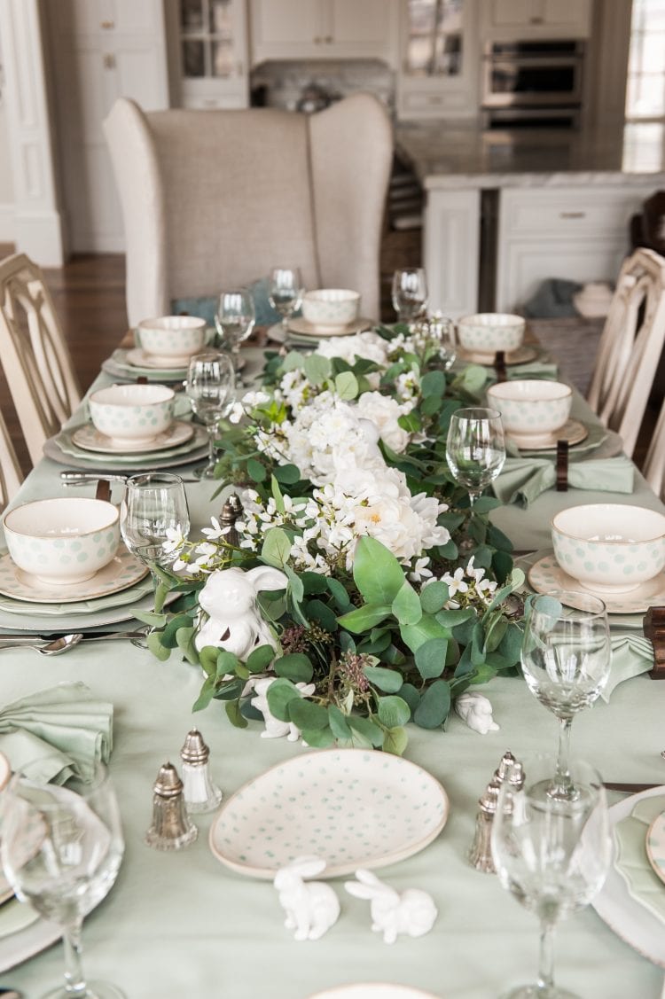 Easter Tablescape with Mint Green and White Colors - Home With Holly J